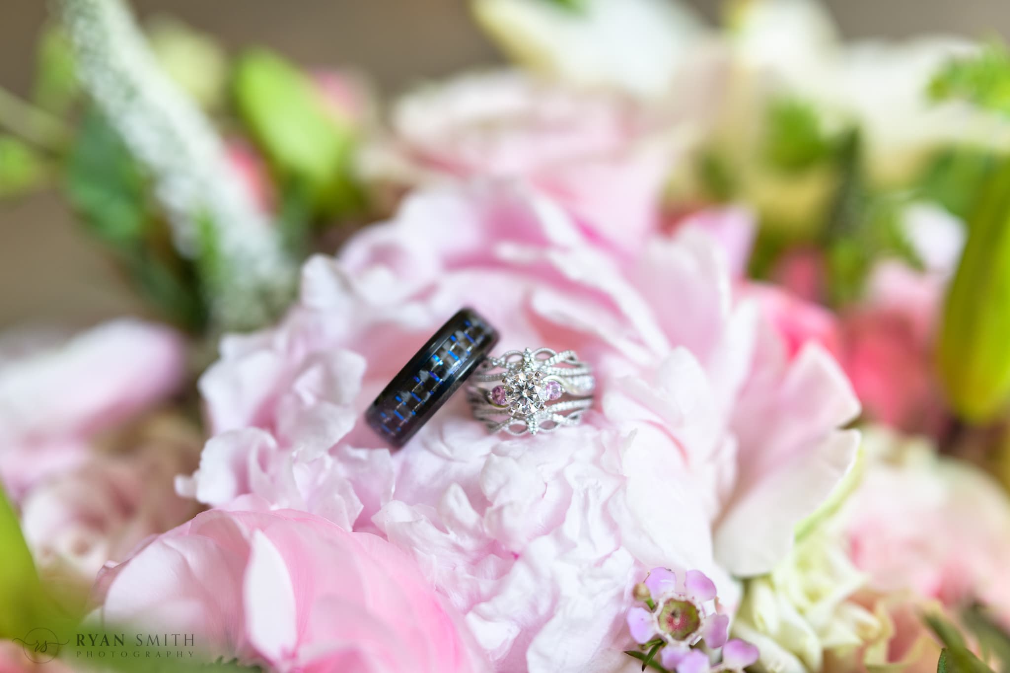 Wedding rings on the flowers - Brookgreen Gardens