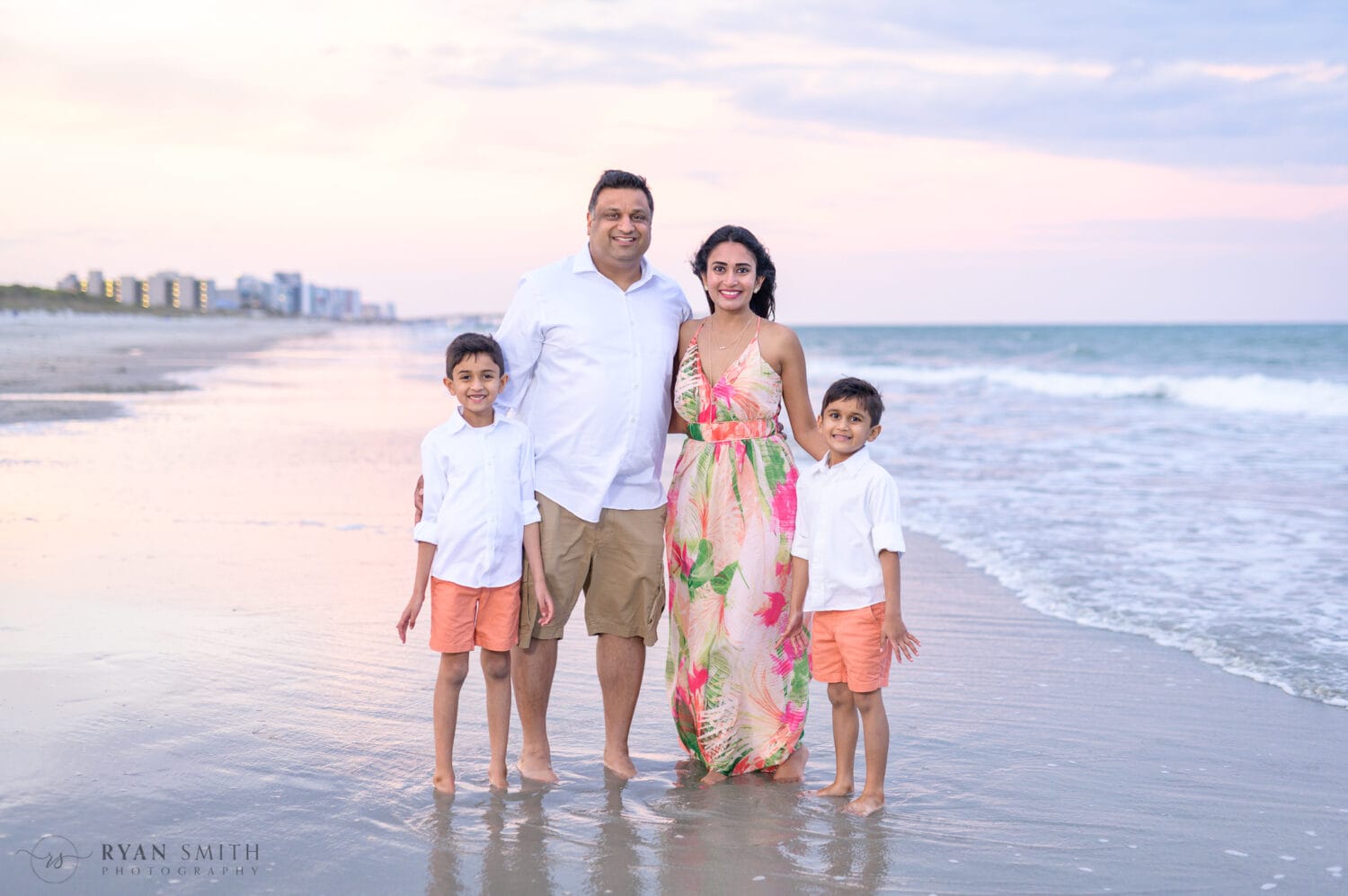 Family of 4 at sunset - Myrtle Beach State Park