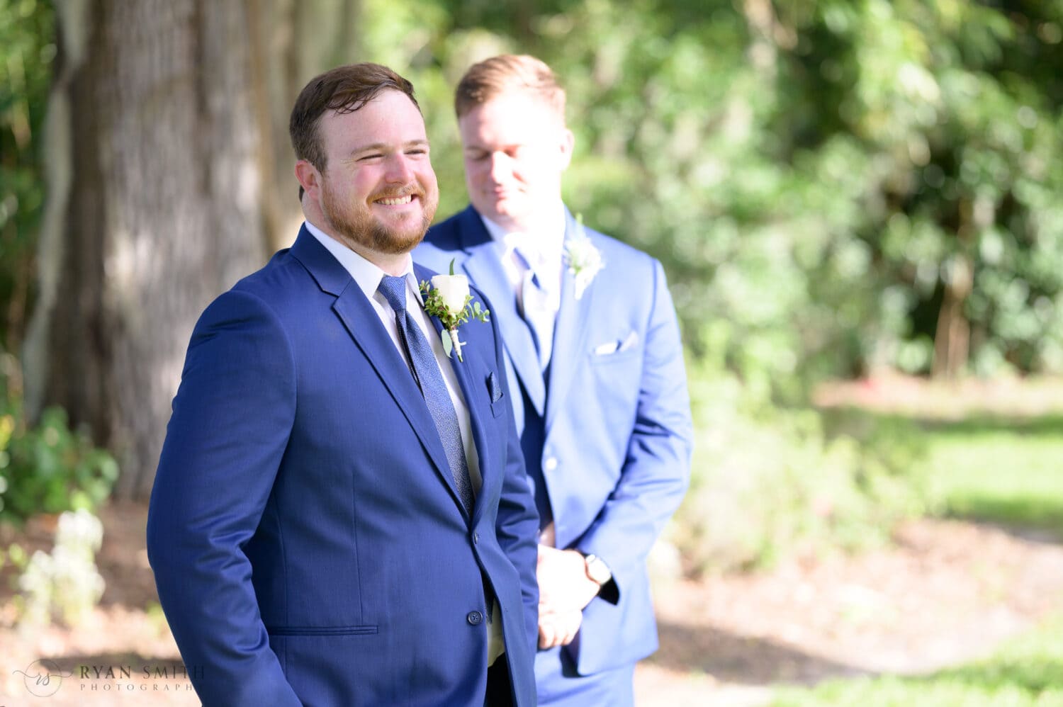 Happy groom at the ceremony - Magnolia Plantation
