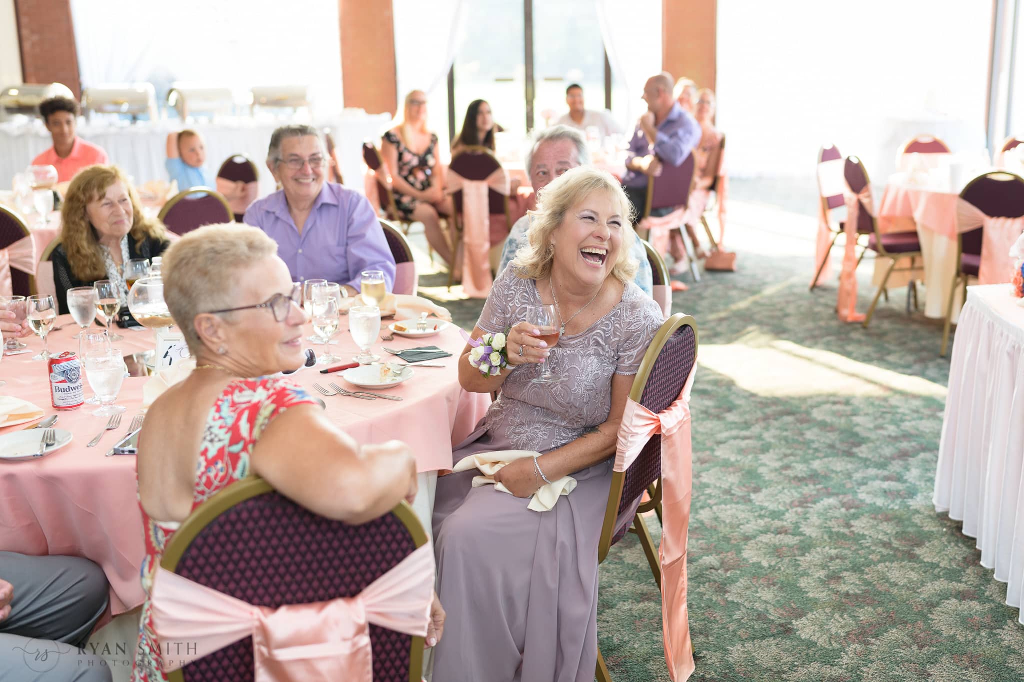 Mom laughing during the toasts - Wild Wing Plantation