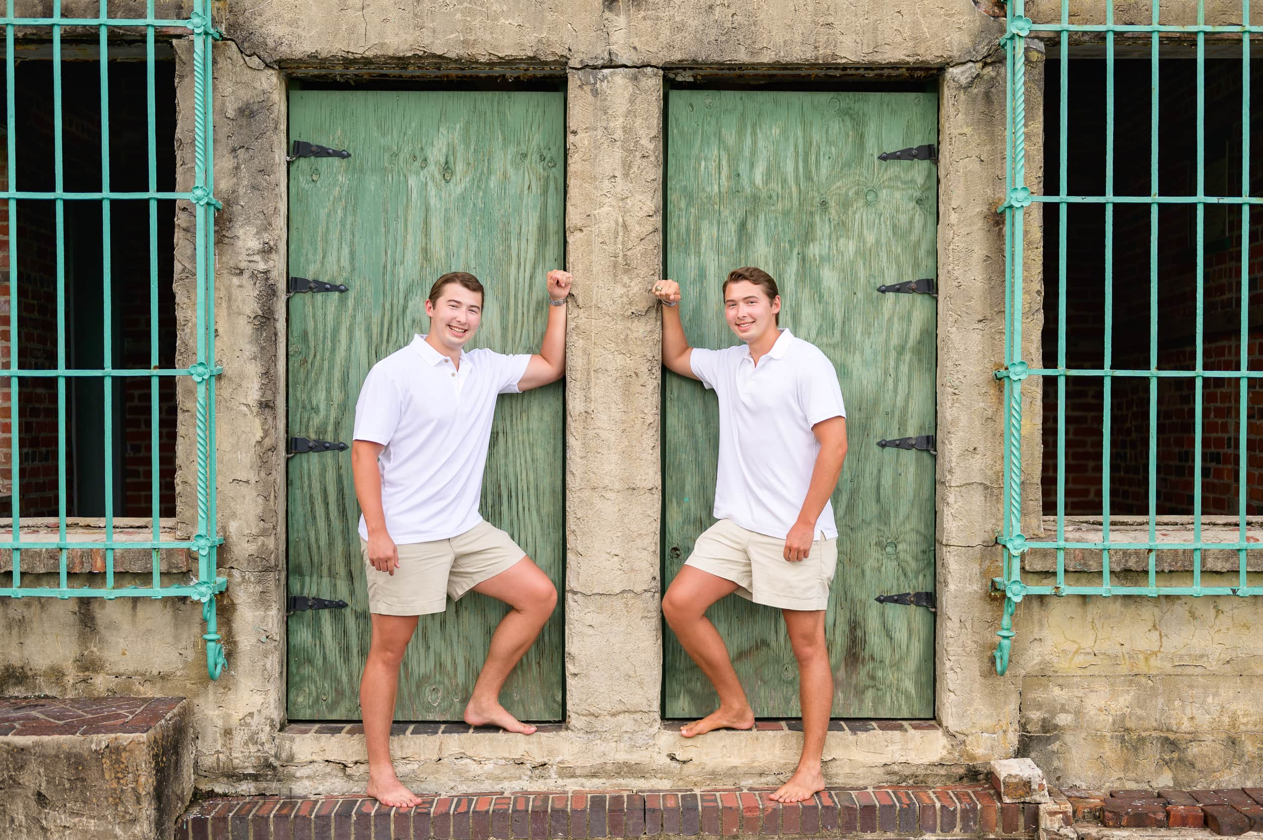 Twin brothers by the castle doors - Huntington Beach State Park