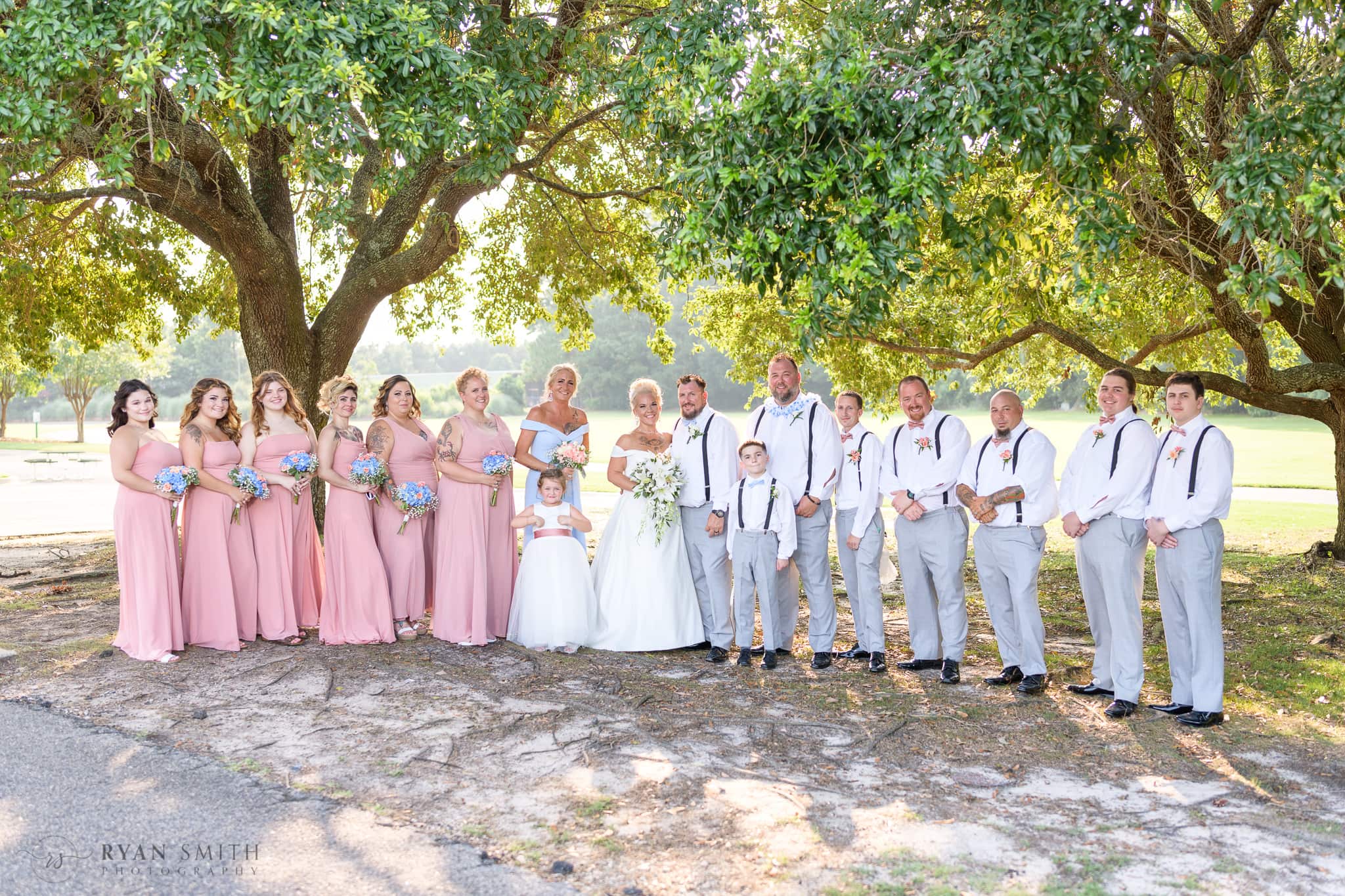 Wedding party on the oaks - Wild Wing Plantation
