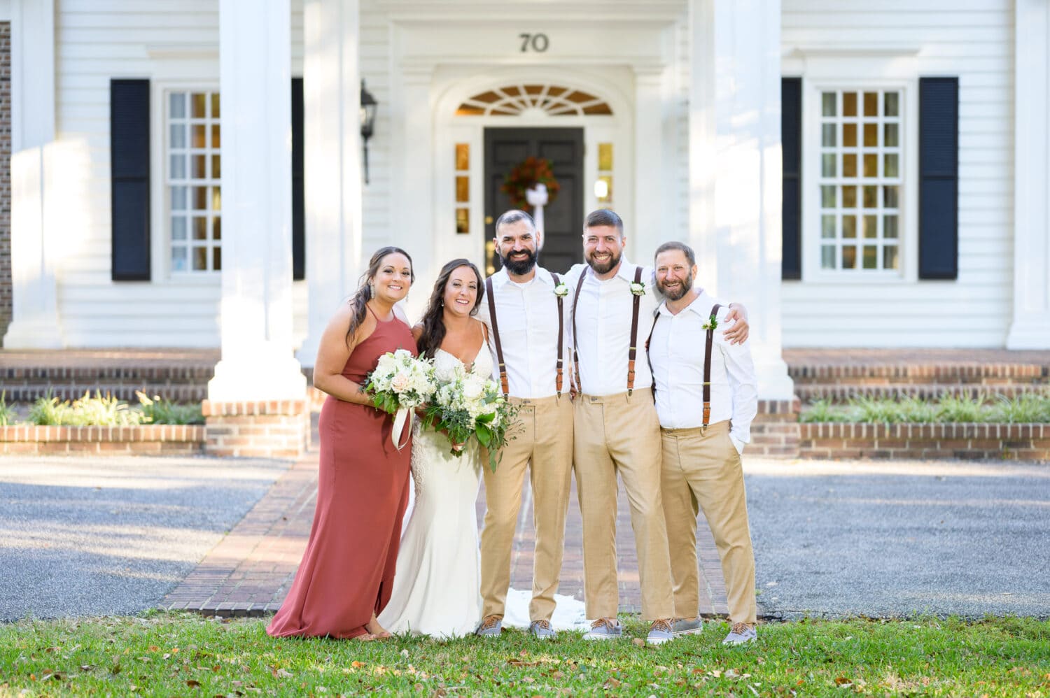 Bridal party in front of the clubhouse - Pawleys Plantation