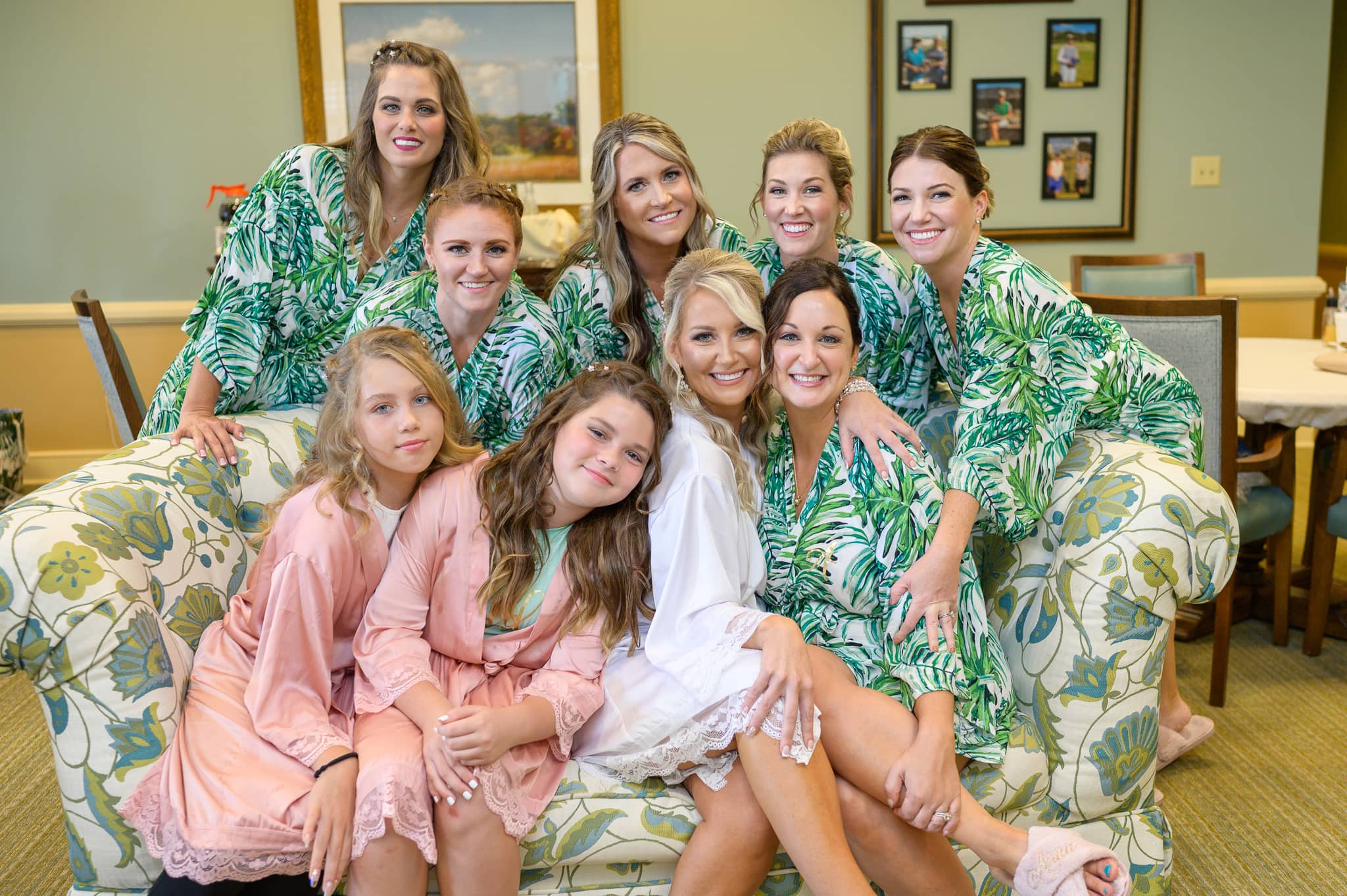 Bride and bridesmaids on the couch - Dunes Golf and Beach Club
