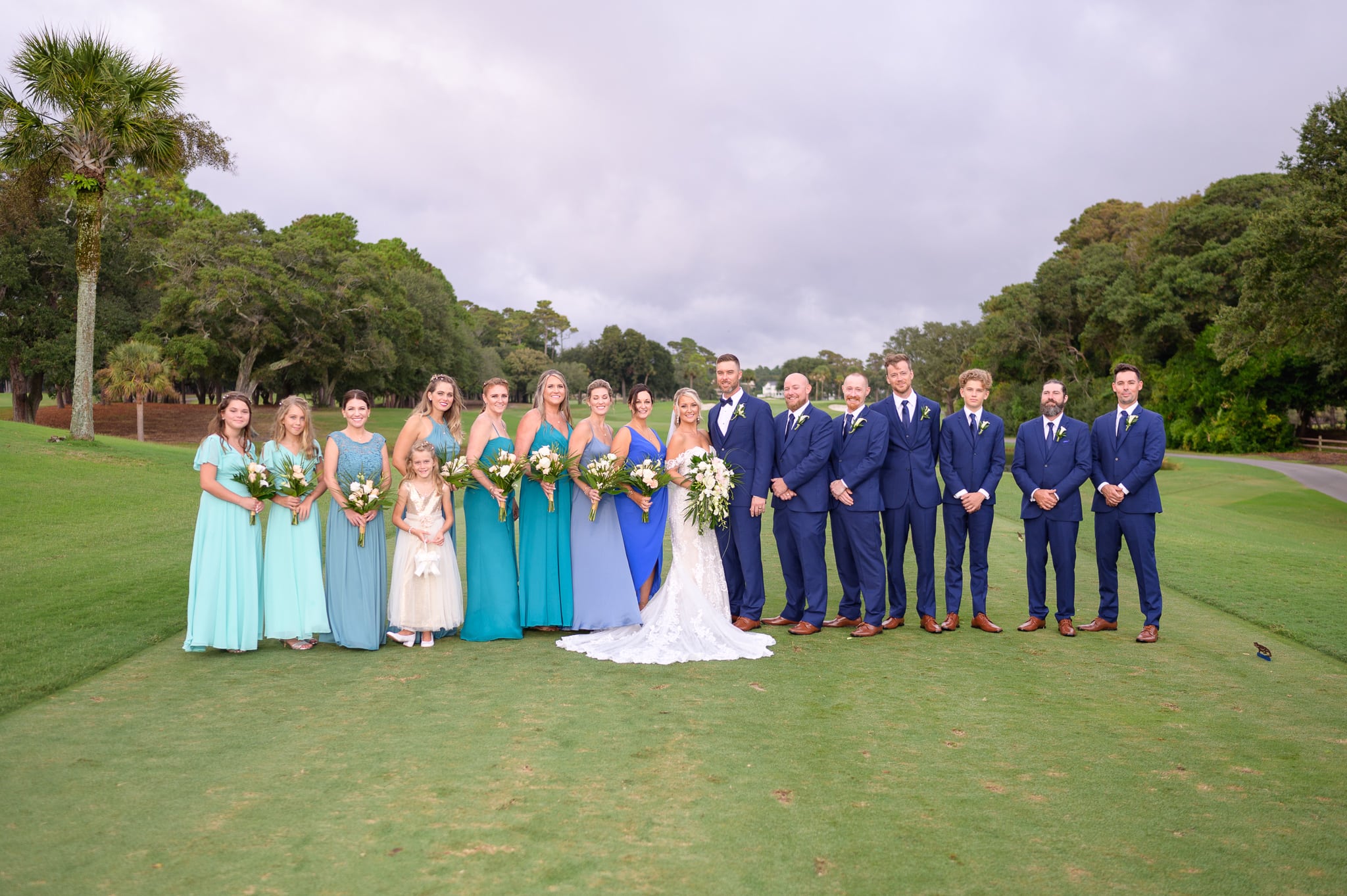 Large bridal party on the golf course - Dunes Golf and Beach Club