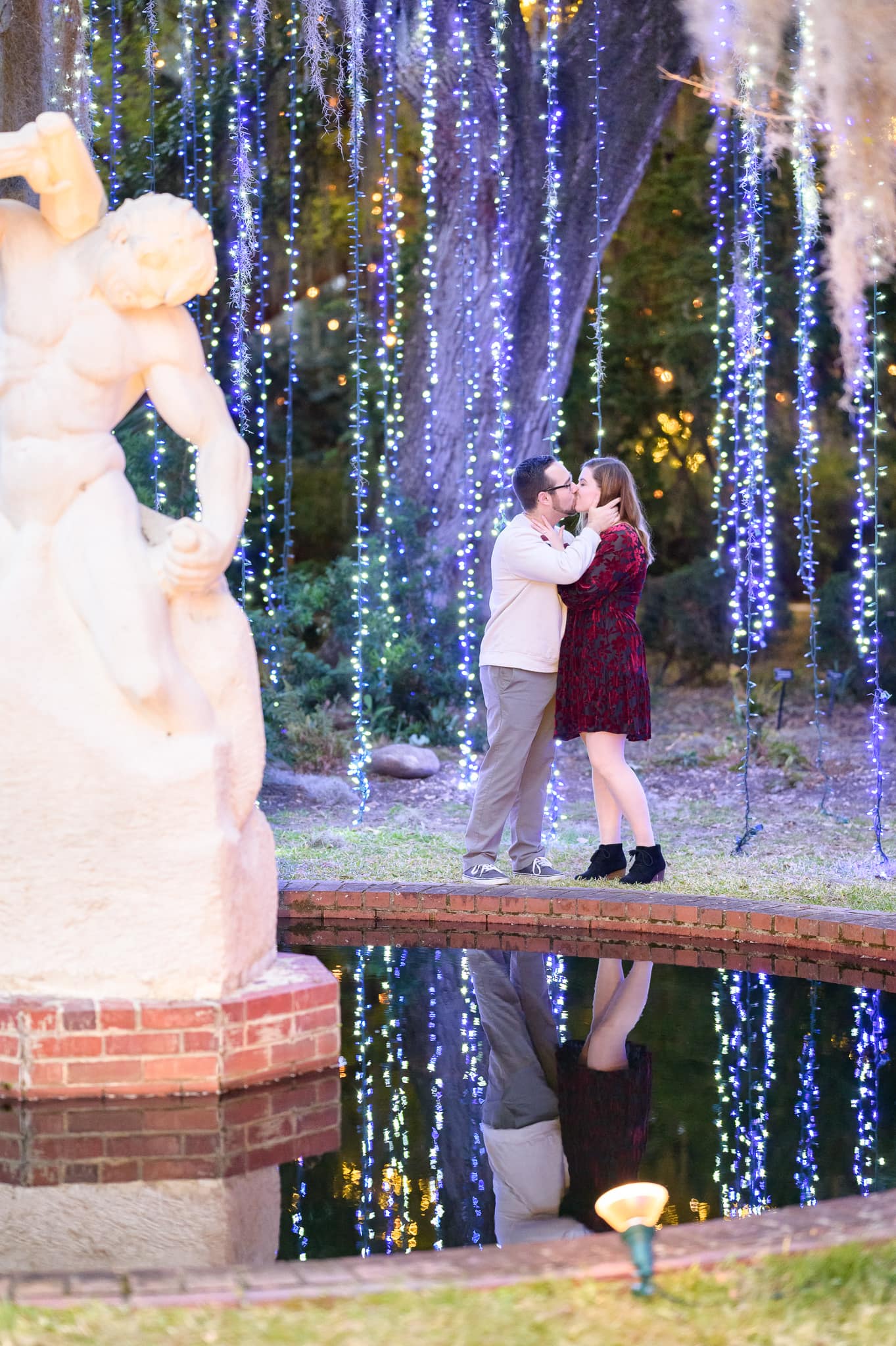 Colorful lights hanging from the trees - Brookgreen Gardens