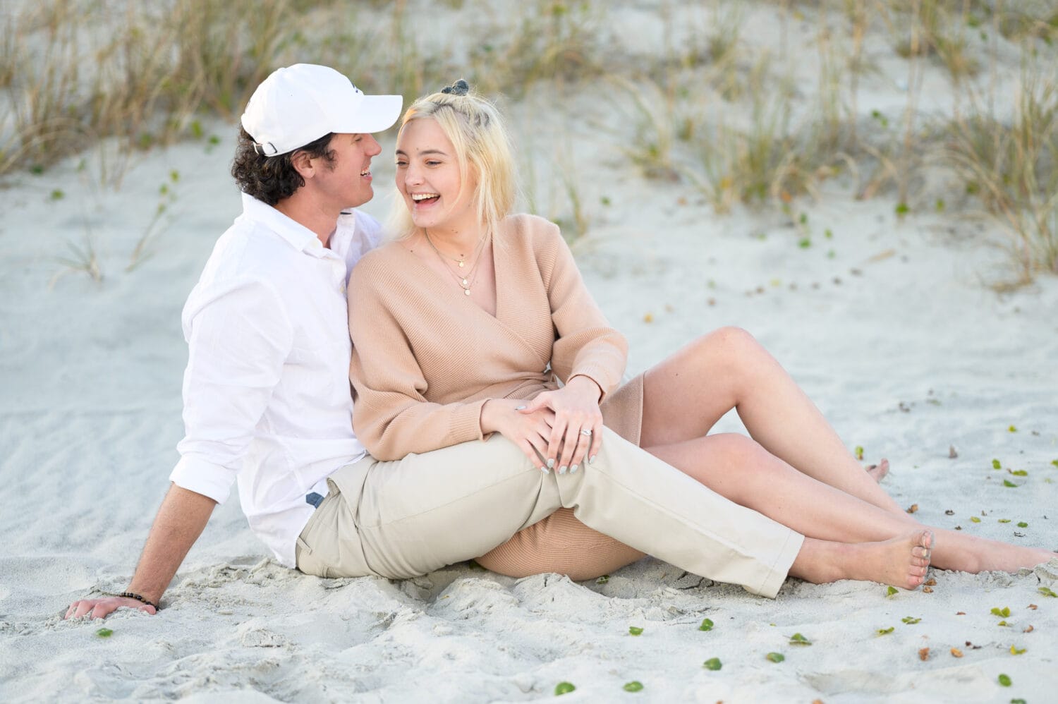 Engagement portraits by the dunes - Huntington Beach State Park