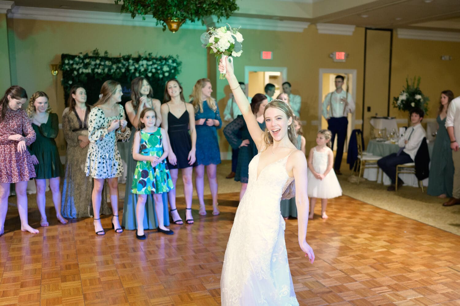 Bride about to toss the bouquet  - Pawleys Plantation Golf & Country Club