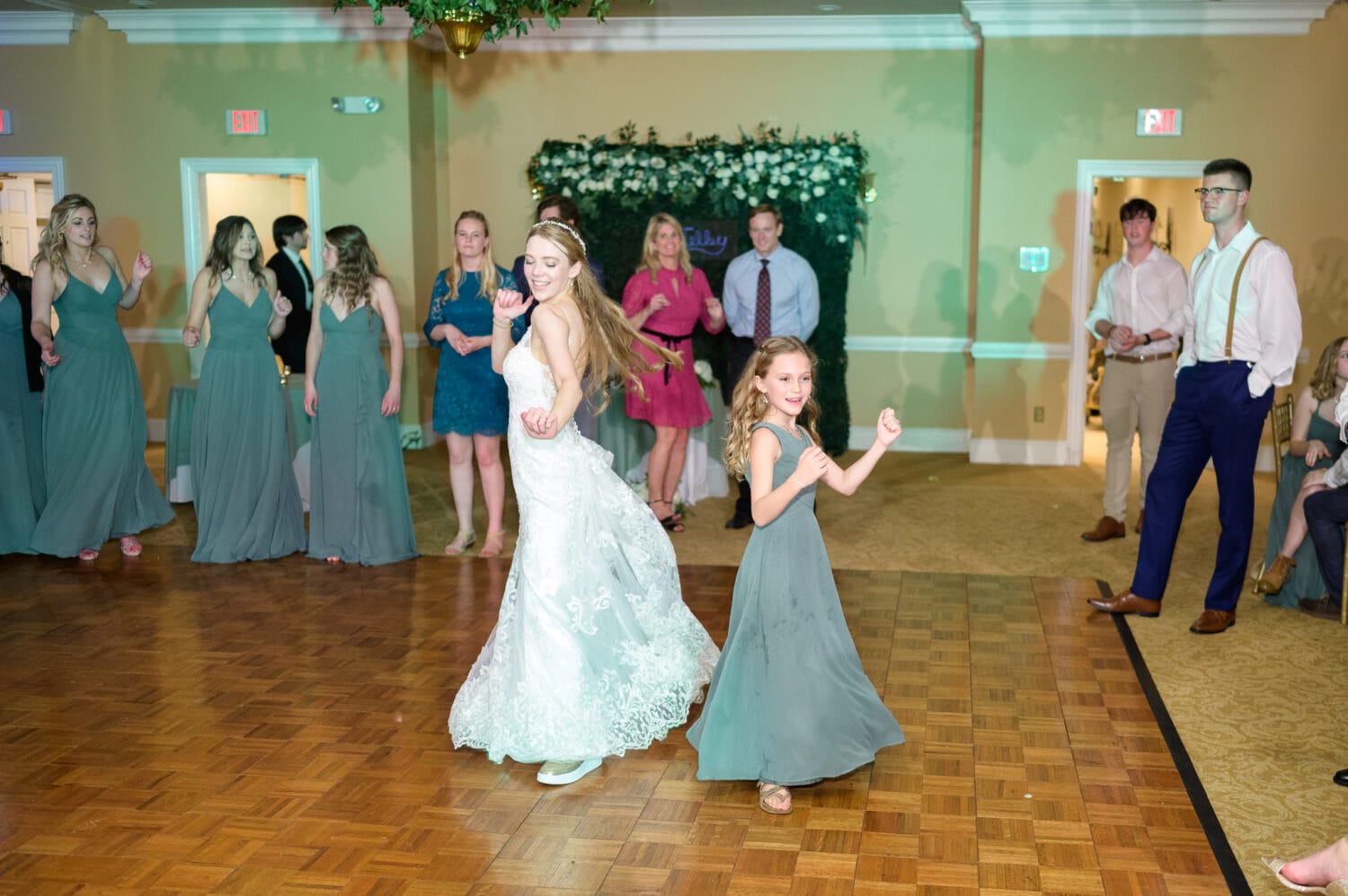 Bride dancing with the flower girls - Pawleys Plantation Golf & Country Club