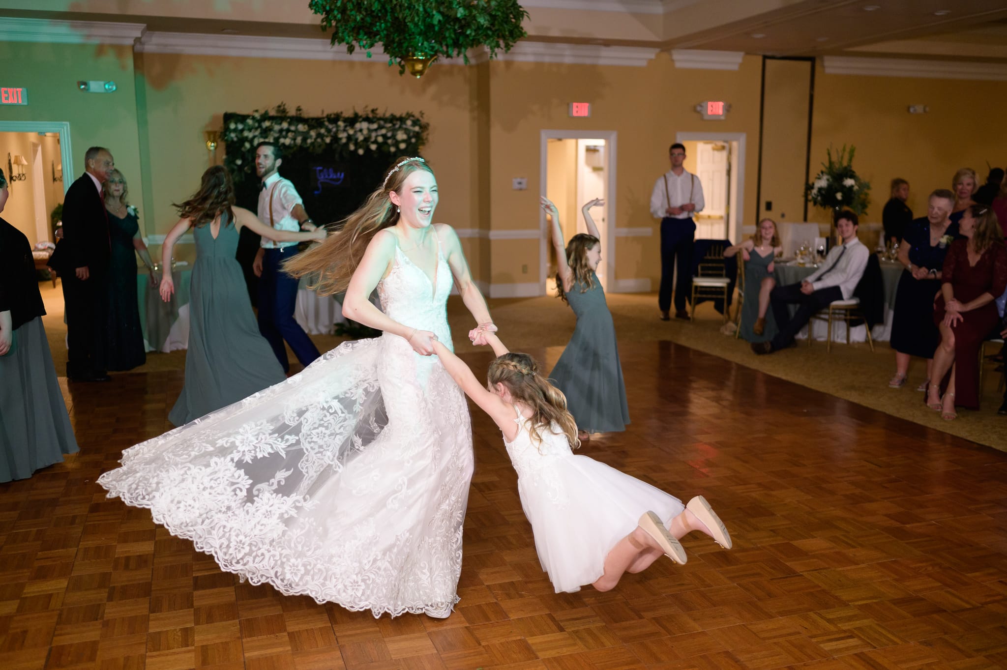 Bride dancing with the flower girls - Pawleys Plantation Golf & Country Club