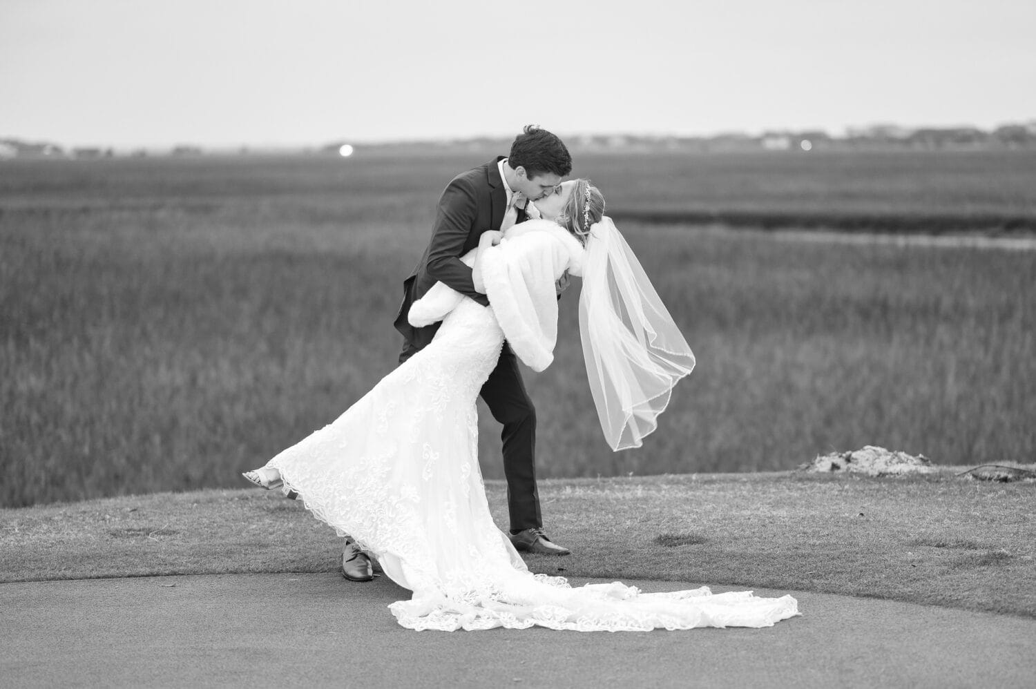 Dip back for a kiss in the cold wind - Pawleys Plantation Golf & Country Club