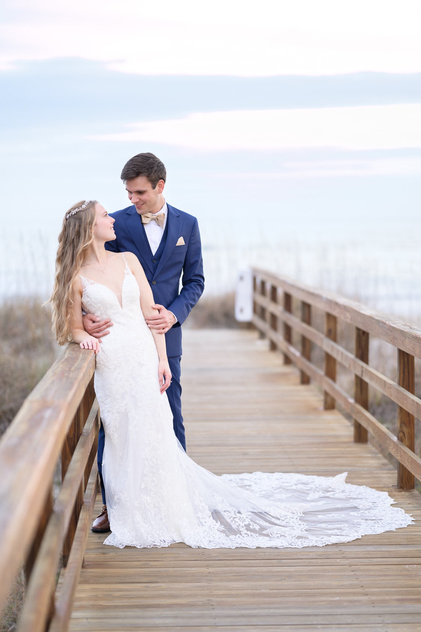 Embracing on the boardwalk -