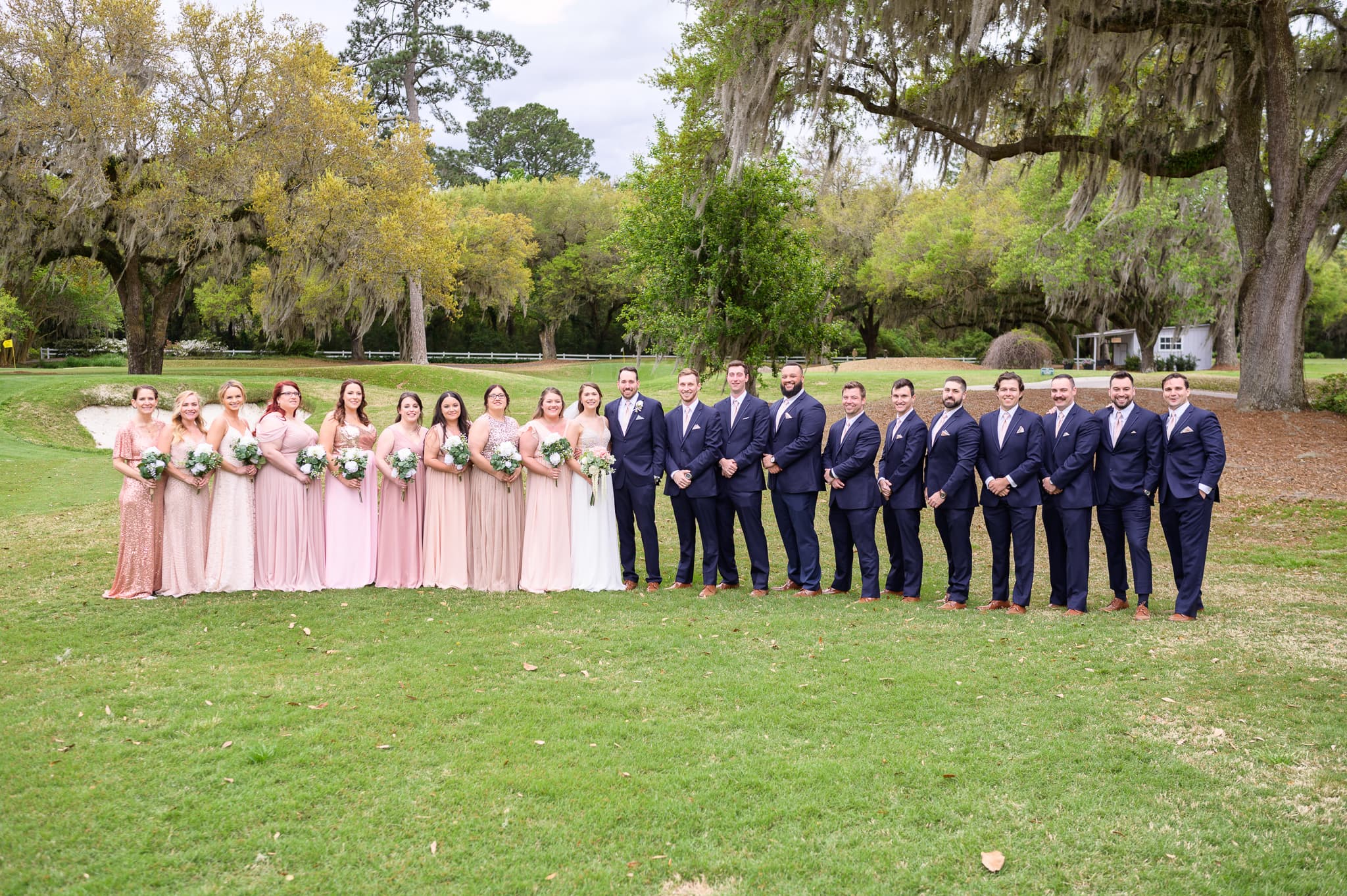 Bridal party on the golf course -