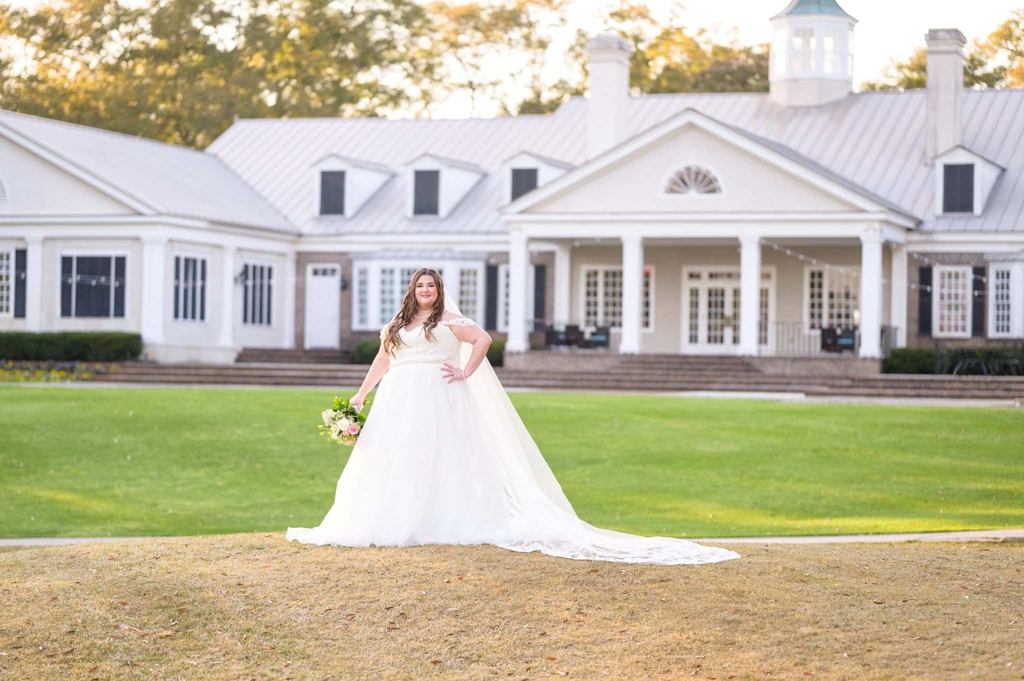Bridal portrait on the hill behind the clubhouse - Pawleys Plantation Golf & Country Club