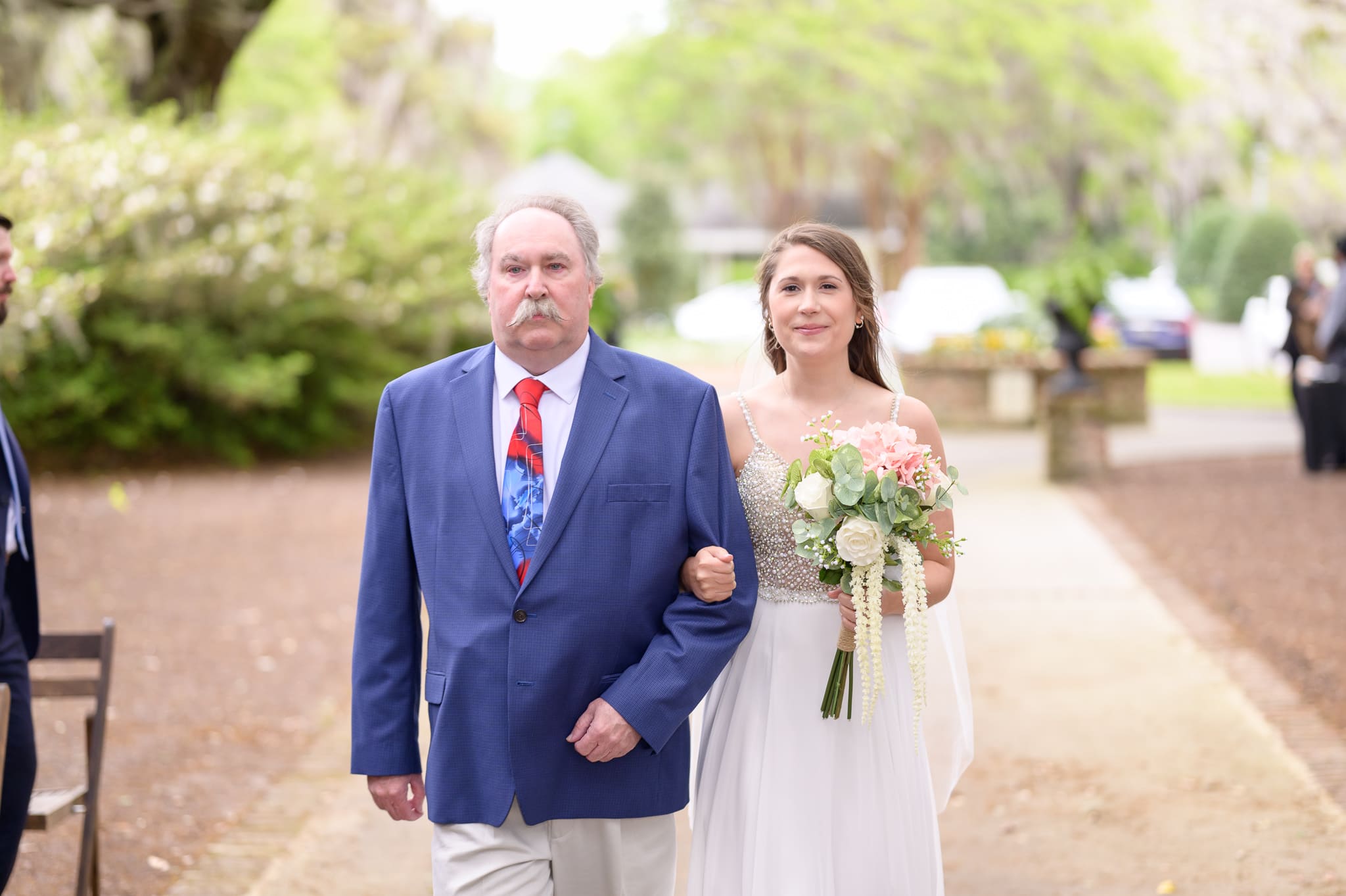 Bride and father walking down the aisle  - Caledonia Golf & Fish Club