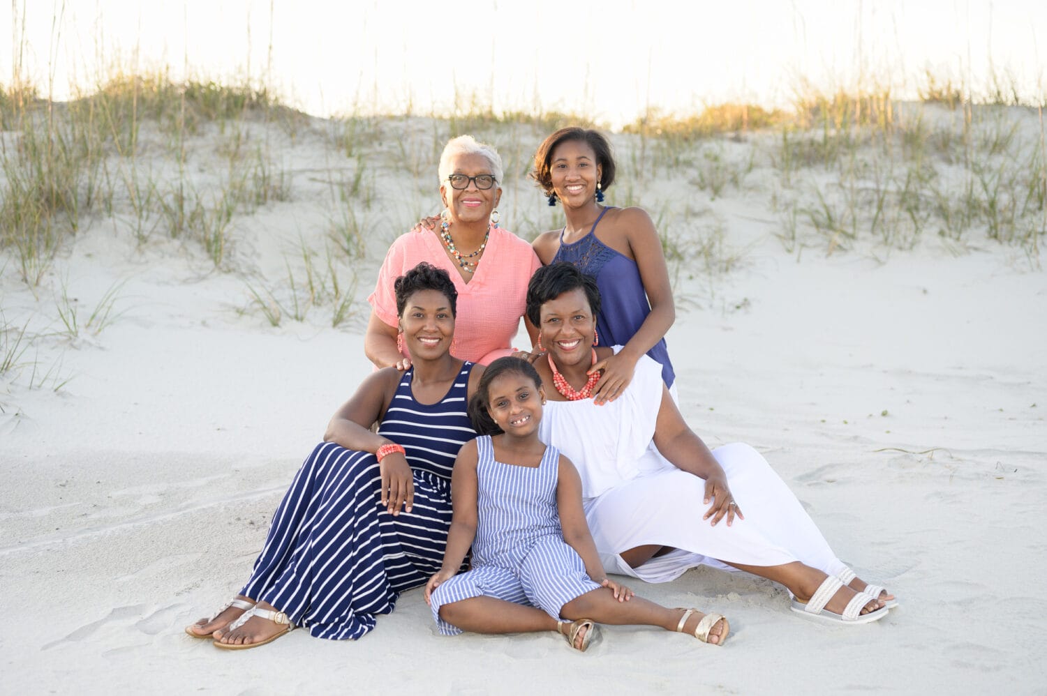 Grandmother with daughters by the dunes - Huntington Beach State Park