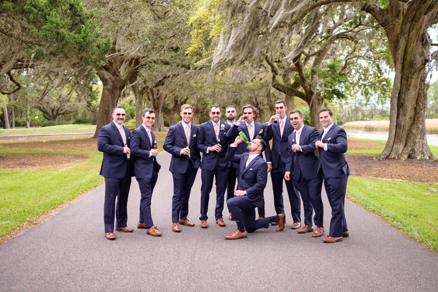 Groomsmen with their beers  - Caledonia Golf & Fish Club
