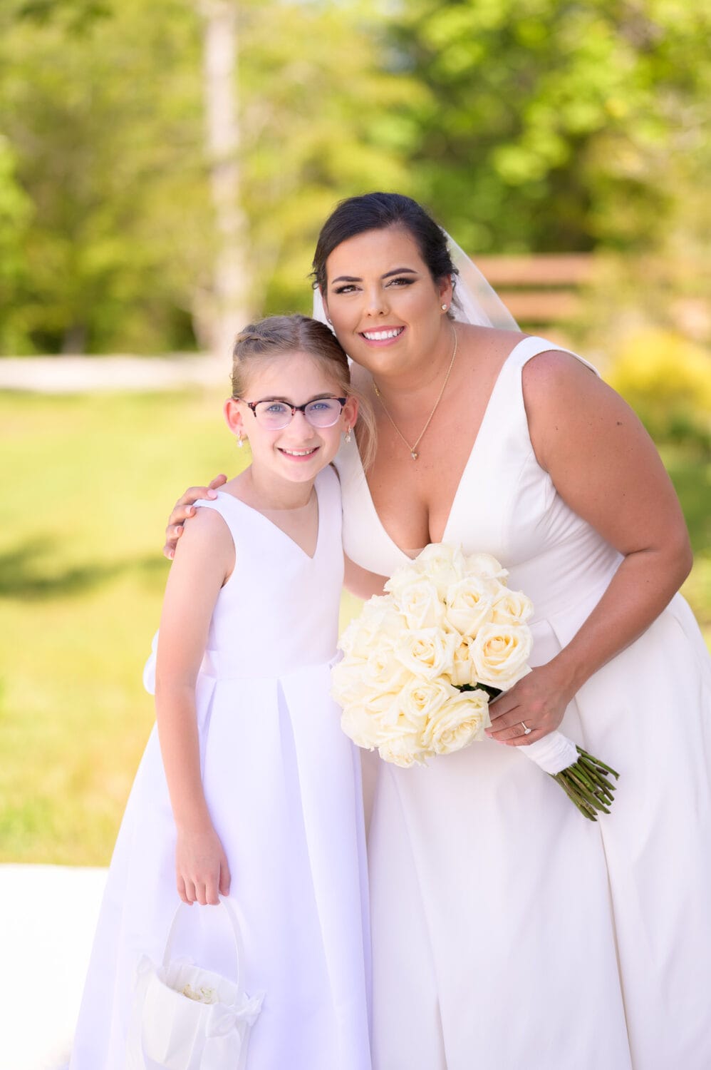 Bride and flower girl - The Venue at White Oaks Farm
