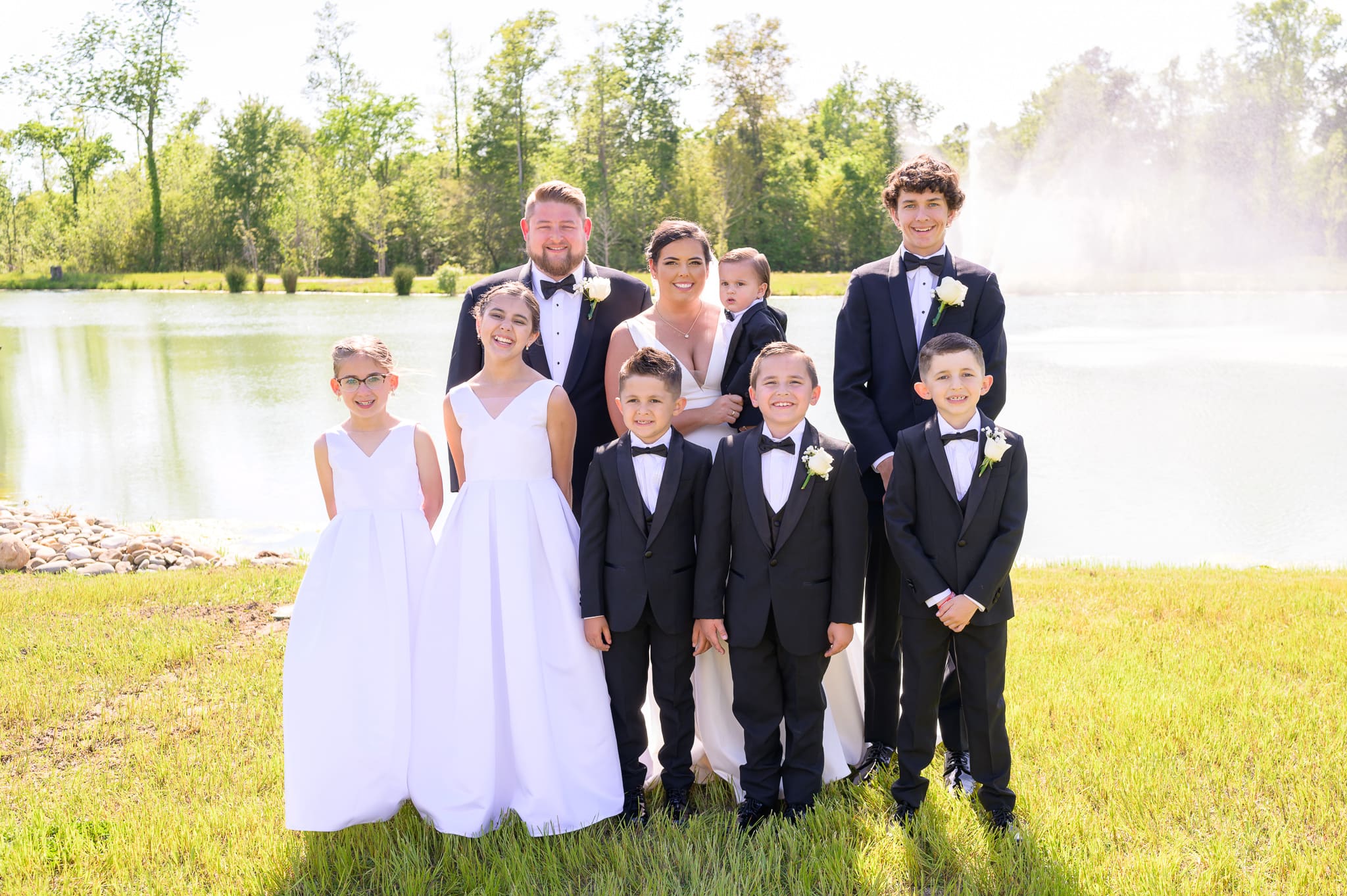 Bride and groom with kids - The Venue at White Oaks Farm