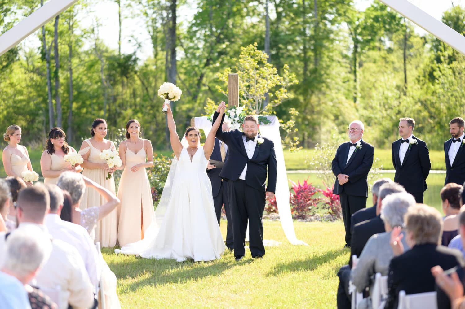 Cheers after the ceremony - The Venue at White Oaks Farm