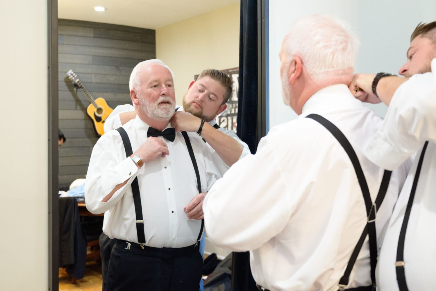 Groom helping dad with tie - by Lizeth Smith - The Venue at White Oaks Farm