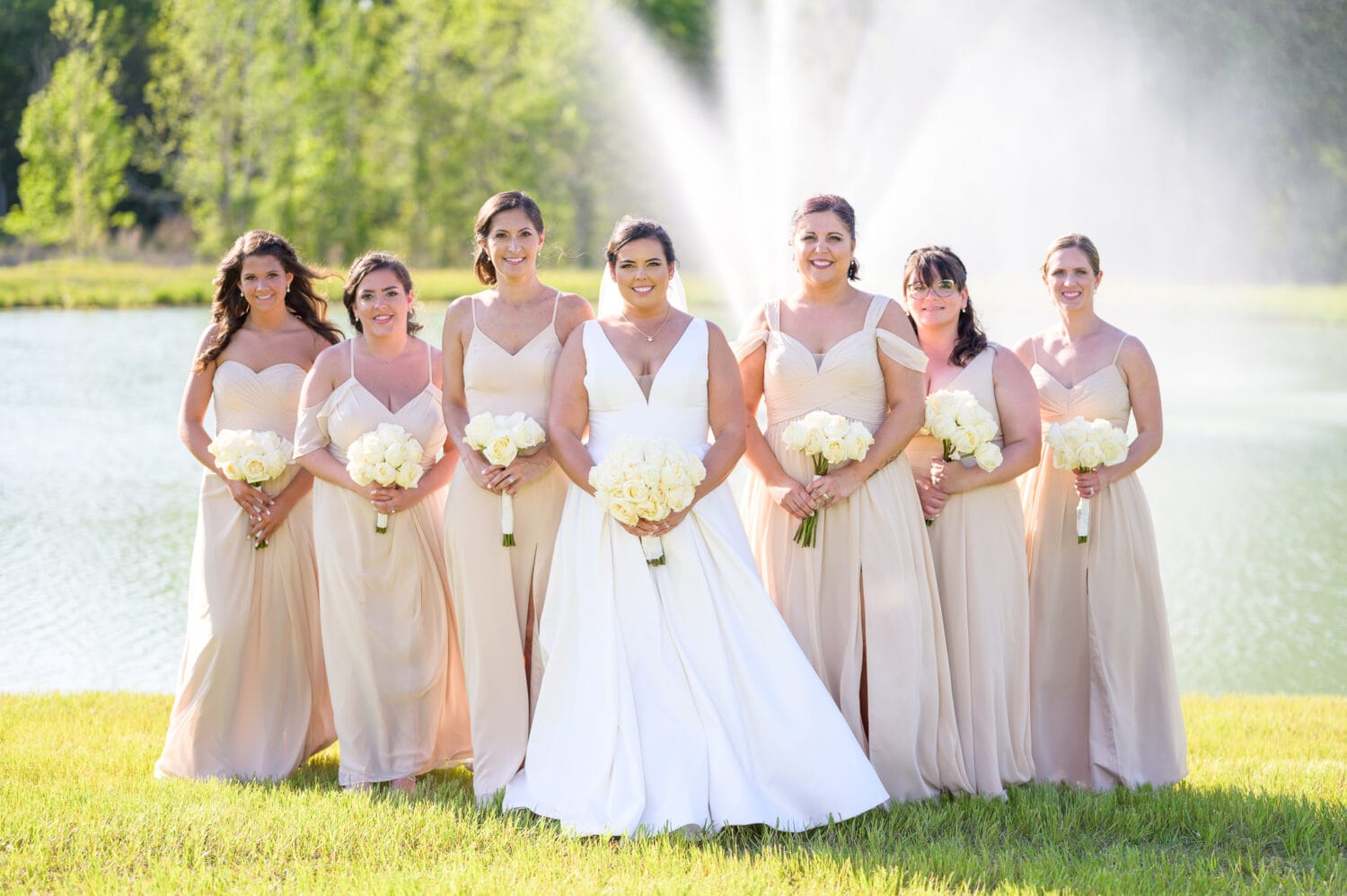 Pictures with the bridesmaids - The Venue at White Oaks Farm