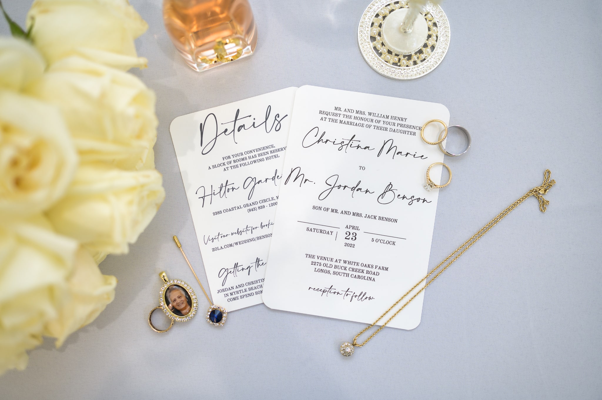 Wedding invitations with details - The Venue at White Oaks Farm