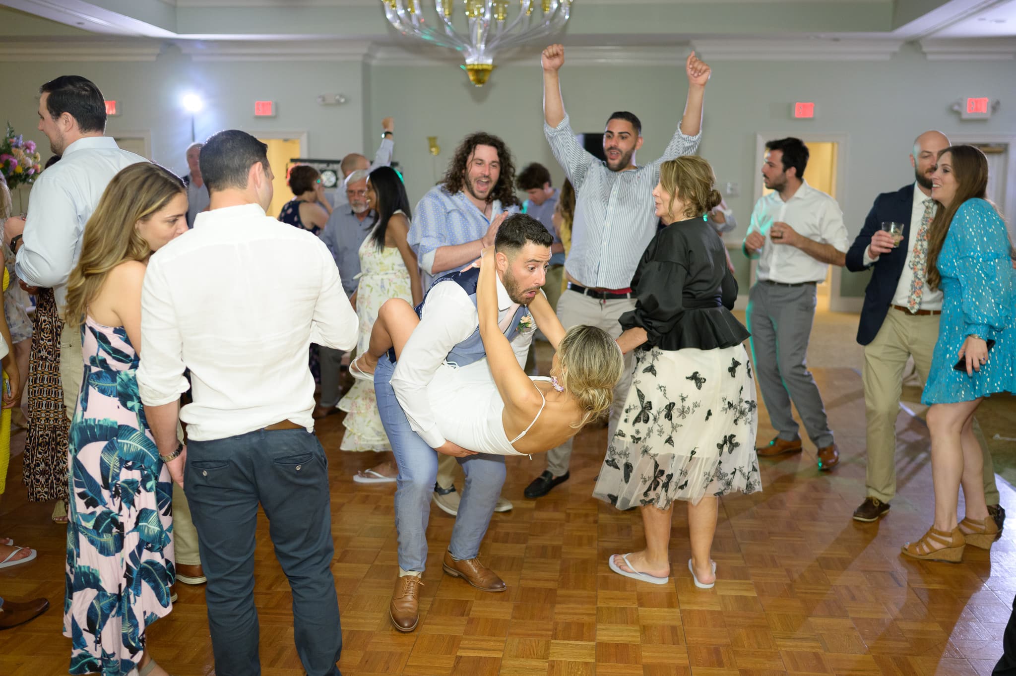 Bride and groom getting wild on the dance floor - Pawleys Plantation Golf & Country Club