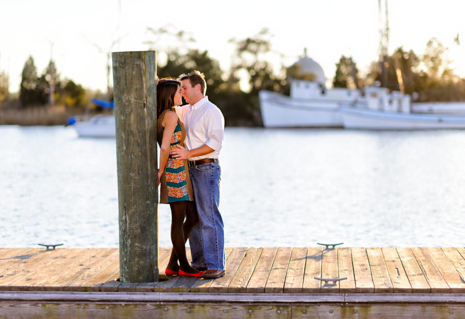Kiss by the water on a dock - Downtown Georgetown