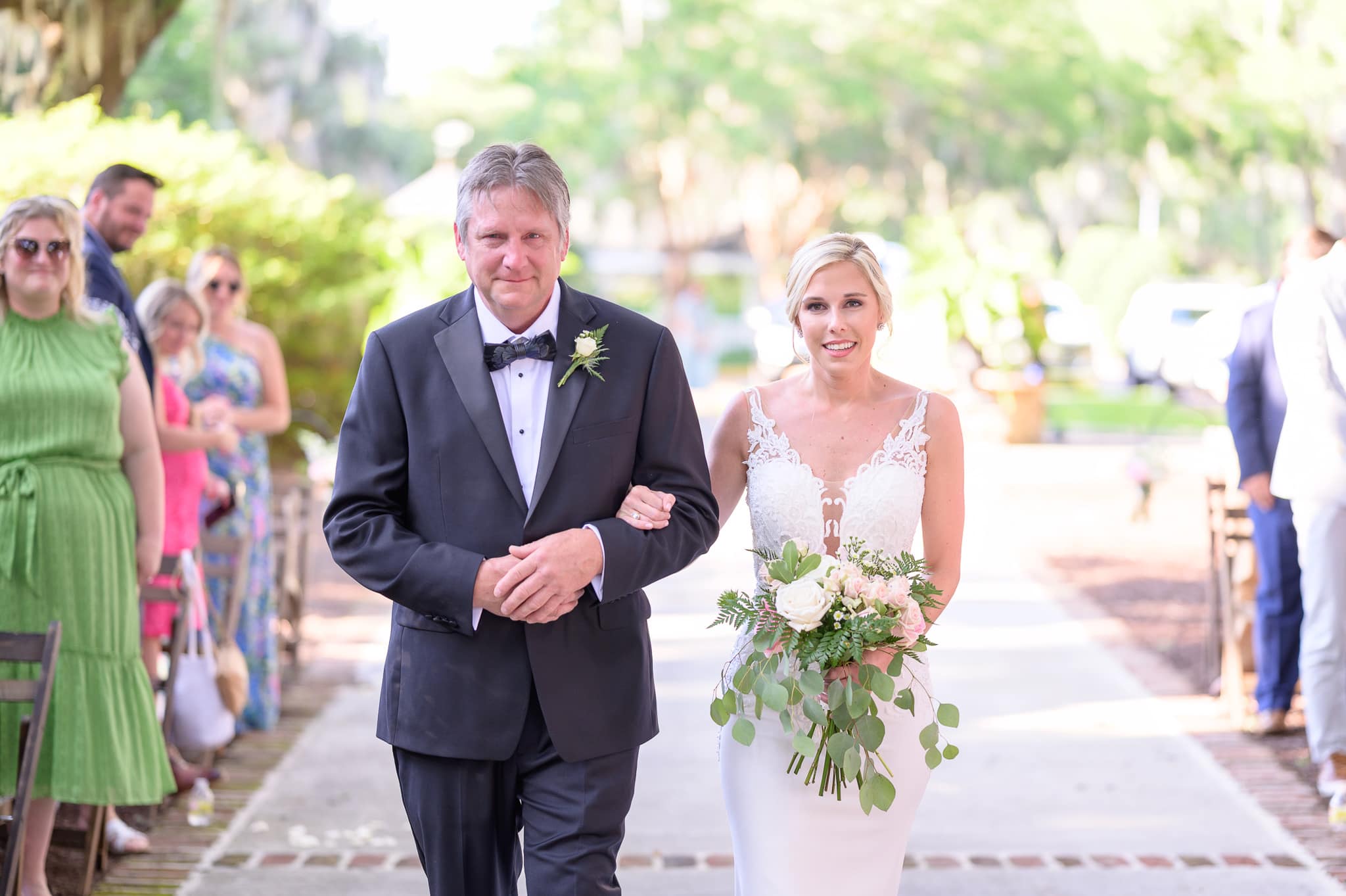 Bride and father walking to the ceremony - Caledonia Golf & Fish Club