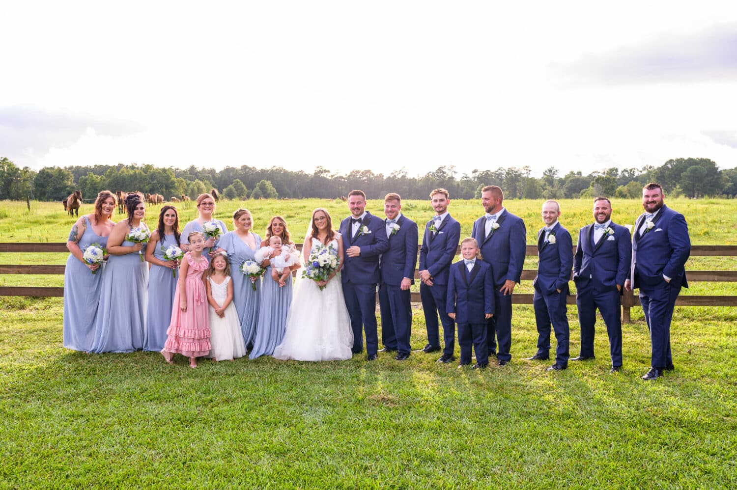 Bridal party by the fences - Wildhorse at Parker Farms