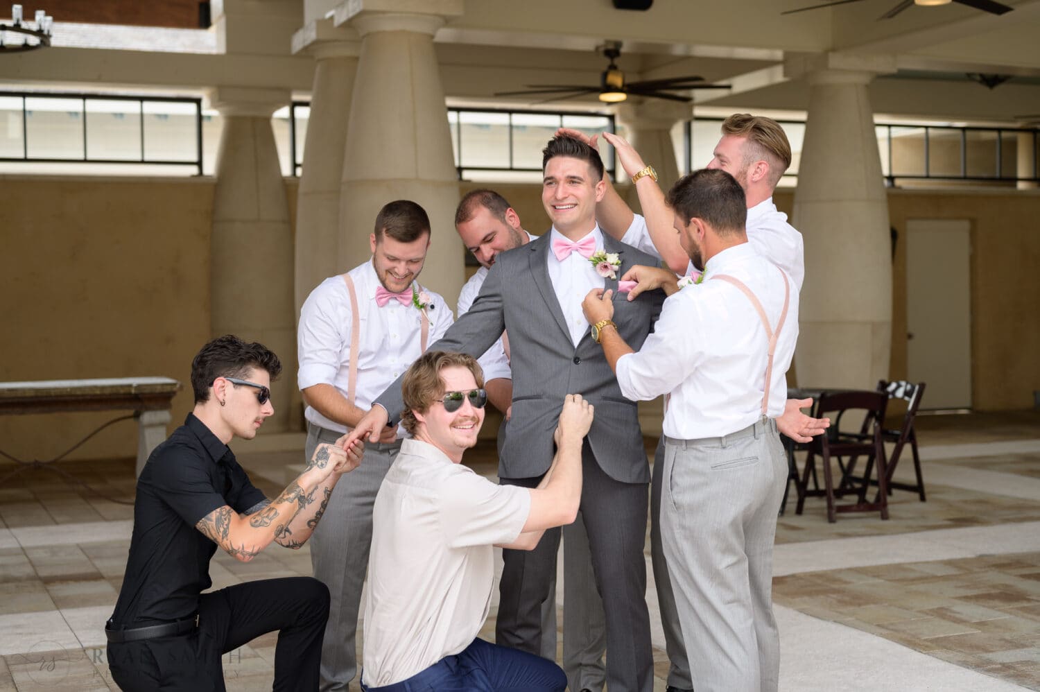 Groomsmen being crazy with the getting ready pictures - 21 Main Events at North Beach