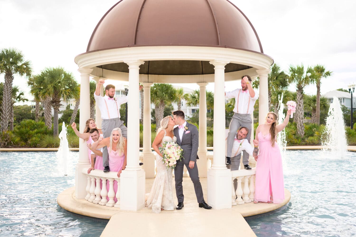 Kiss under the gazebo with the bridal party - 21 Main Events at North Beach