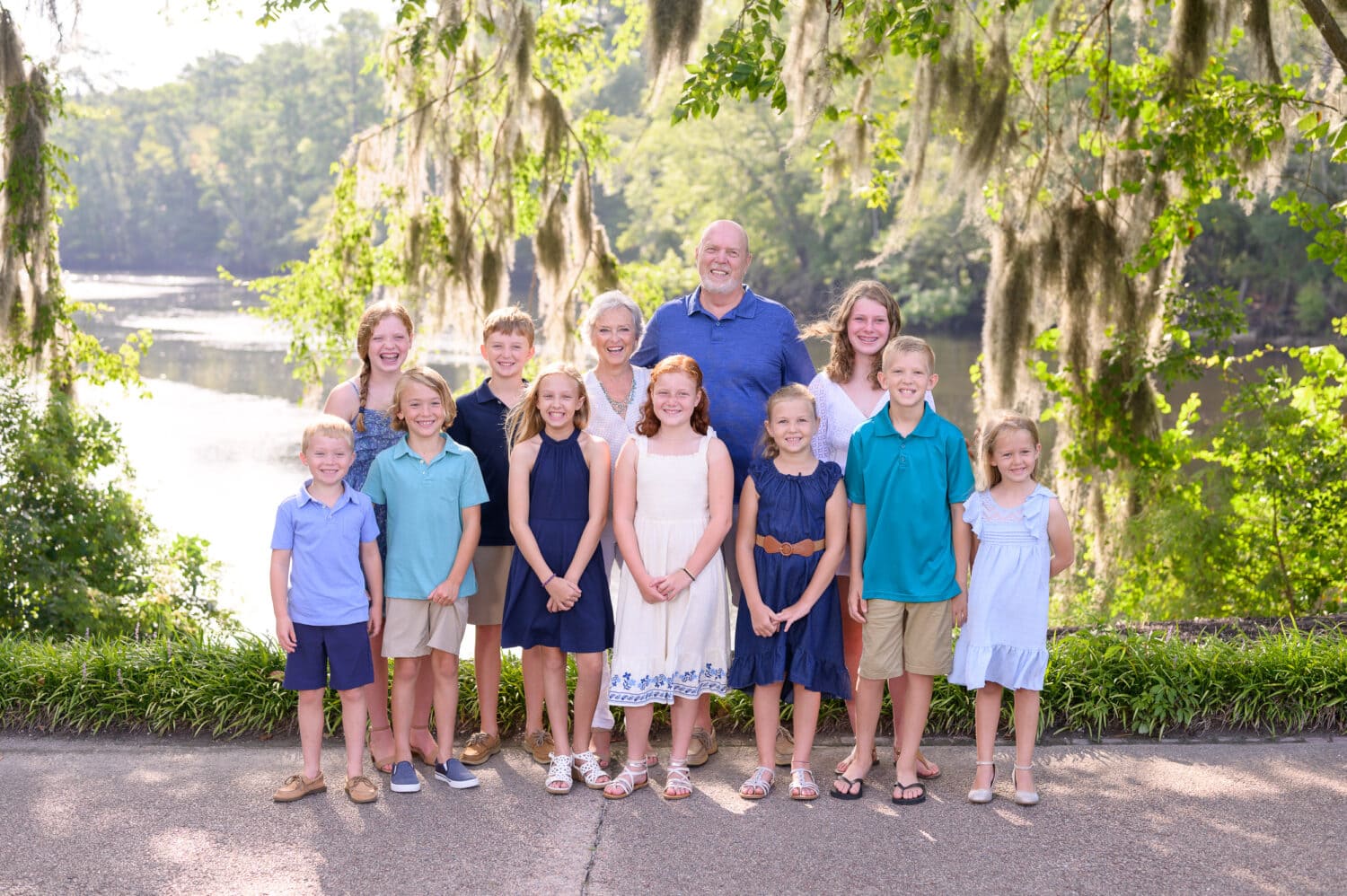 Grandparents with all the grandkids - Conway Riverwalk