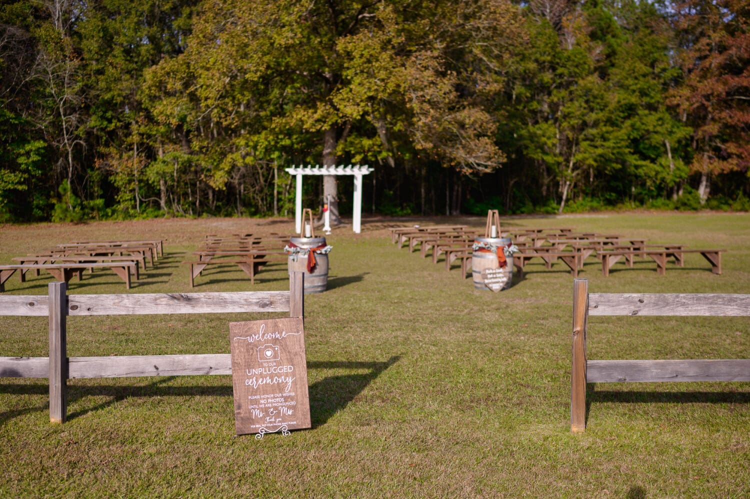 Ceremony location under the old oak - The Blessed Barn