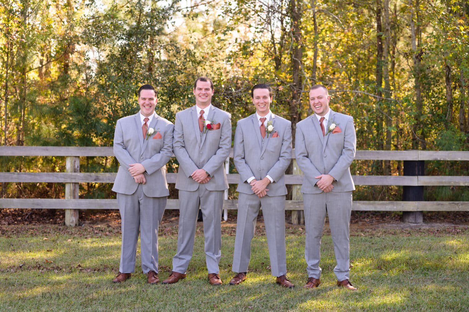 Groomsmen standing together - The Blessed Barn