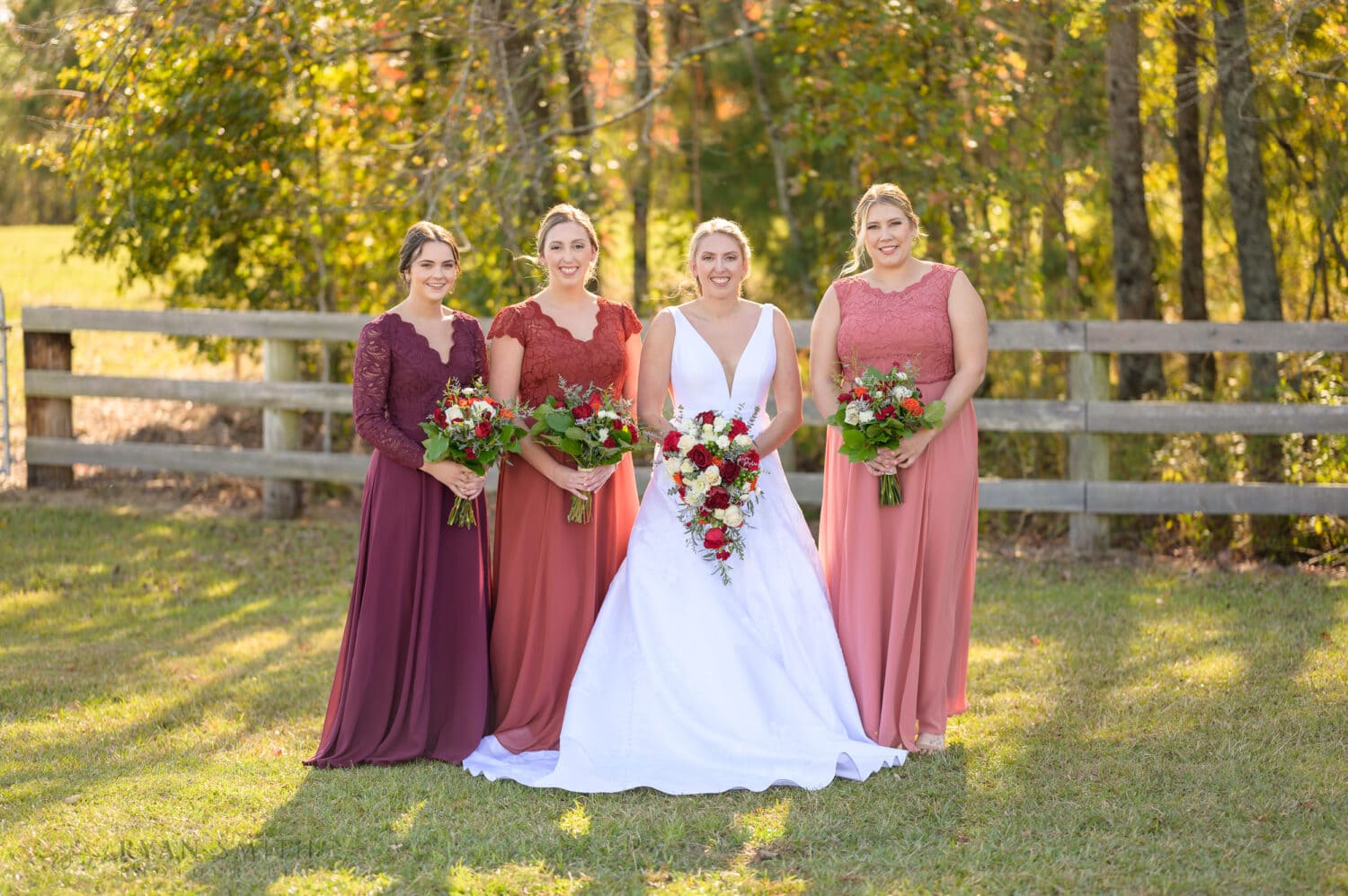 Portrait with the bridesmaids - The Blessed Barn