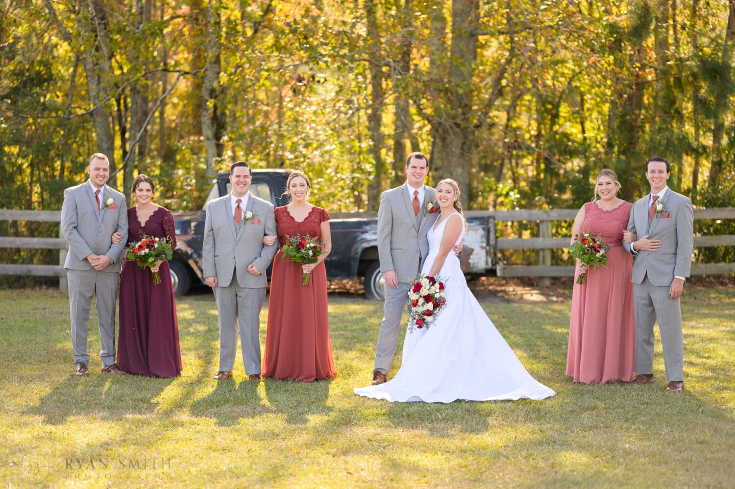 Poses with the wedding party - The Blessed Barn