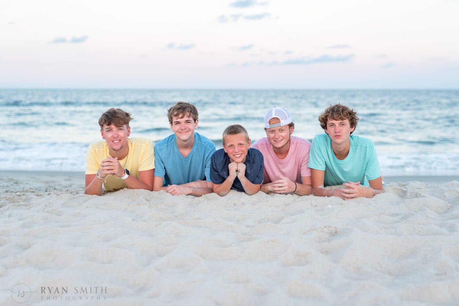 5 Brothers laying in the sand - Huntington Beach State Park