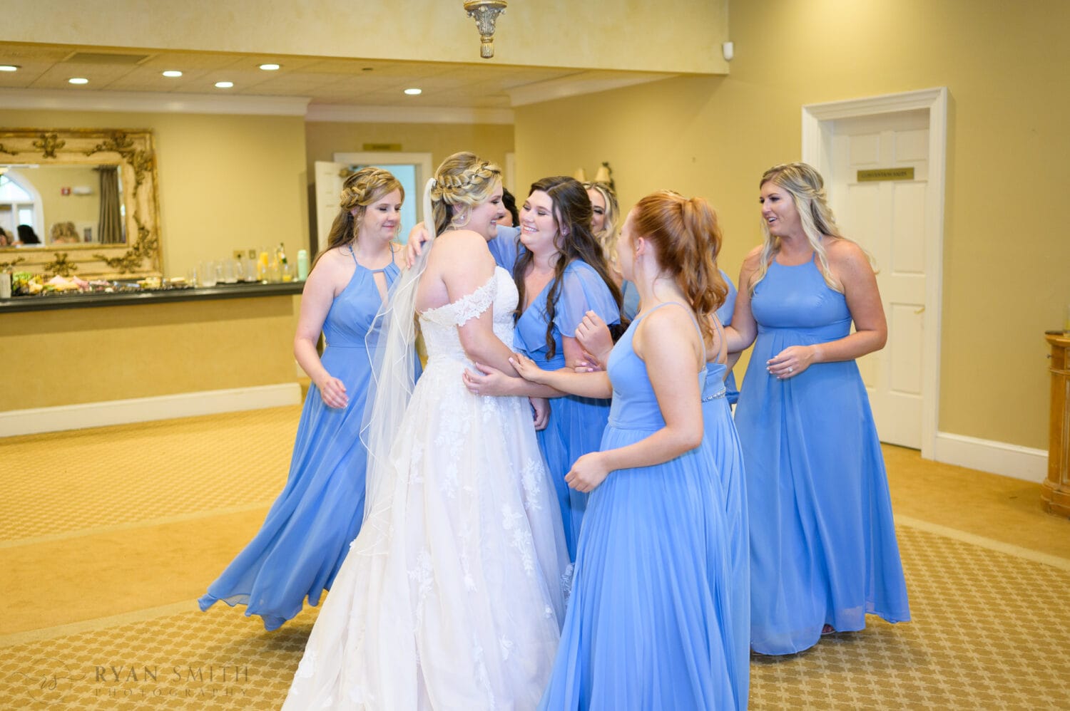 First look with the bridesmaids - Pawleys Plantation