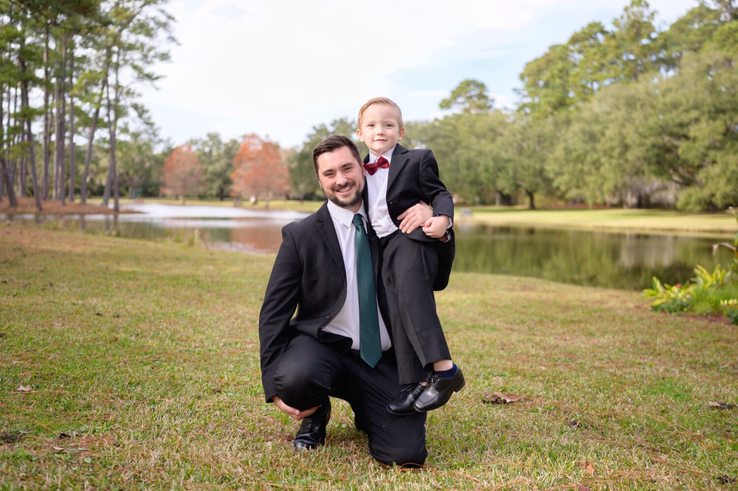 Groom and little boy before the ceremony - Brookgreen Gardens