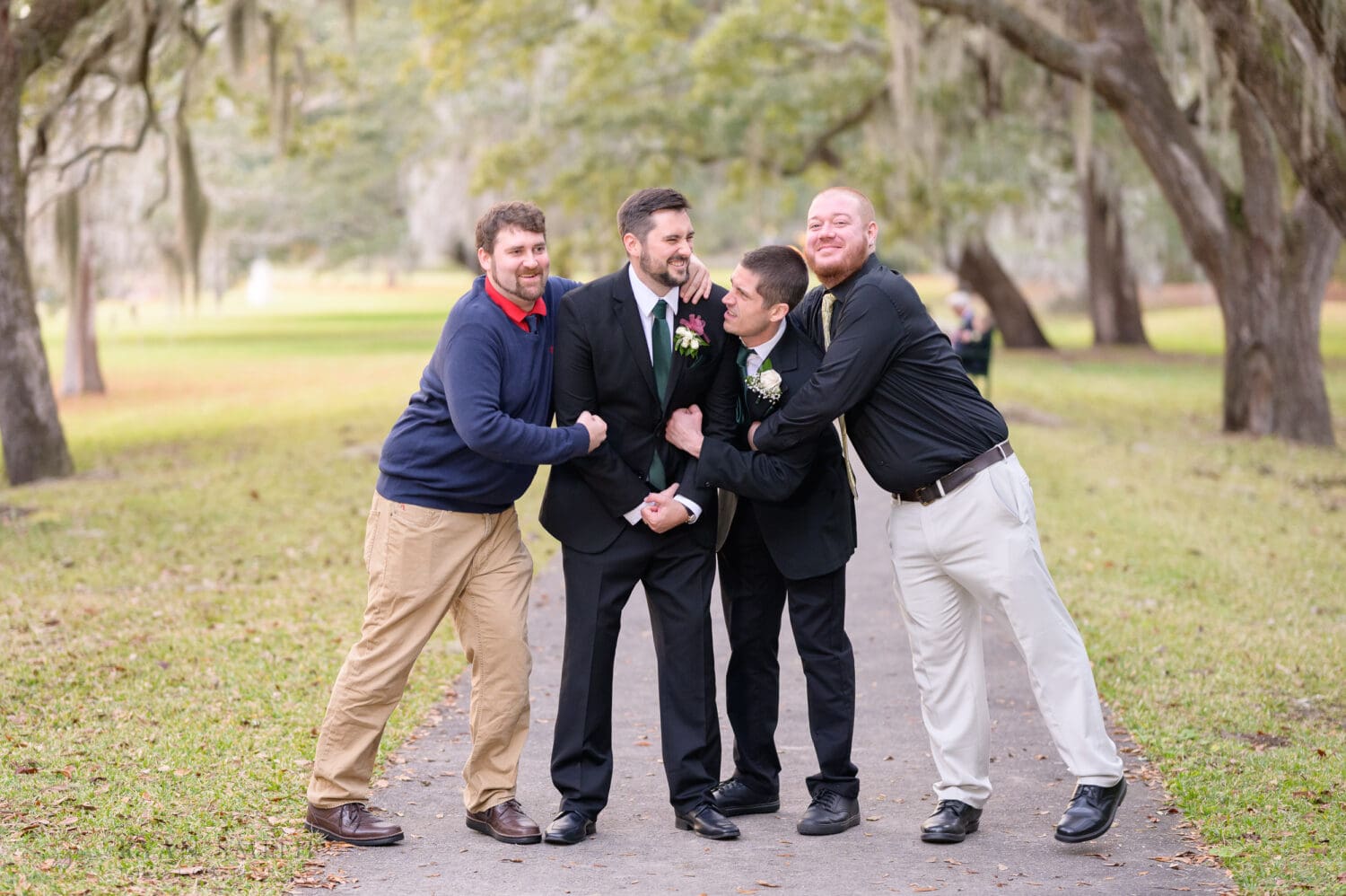 Groom with his best friends from growing up - Brookgreen Gardens