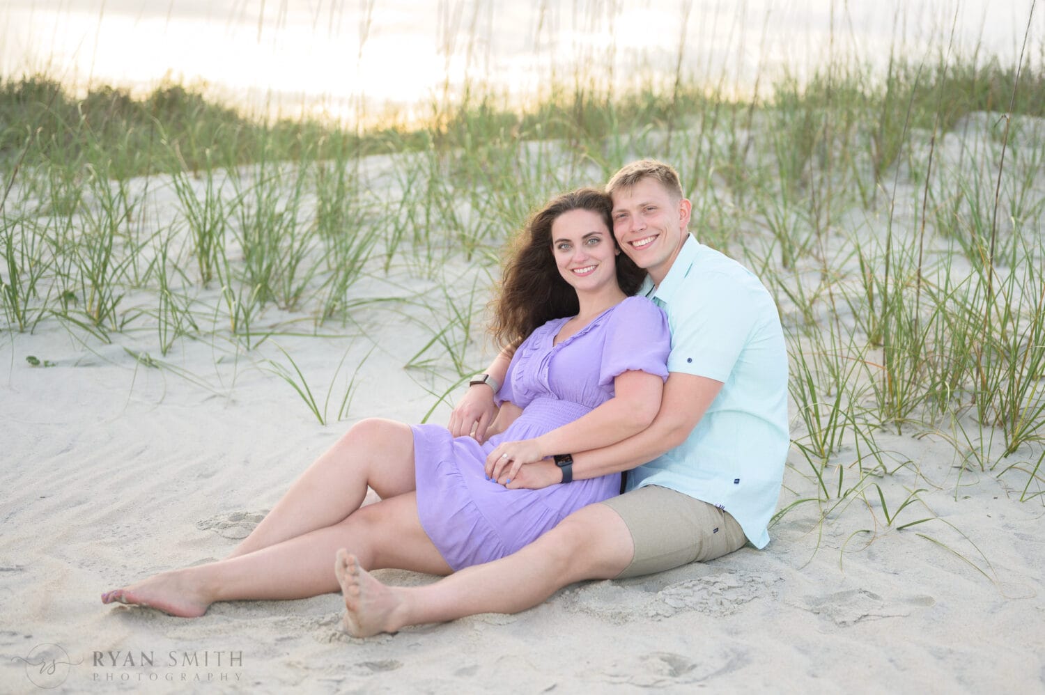 Just engaged couple laying by the dunes - Huntington Beach State Park - Myrtle Beach
