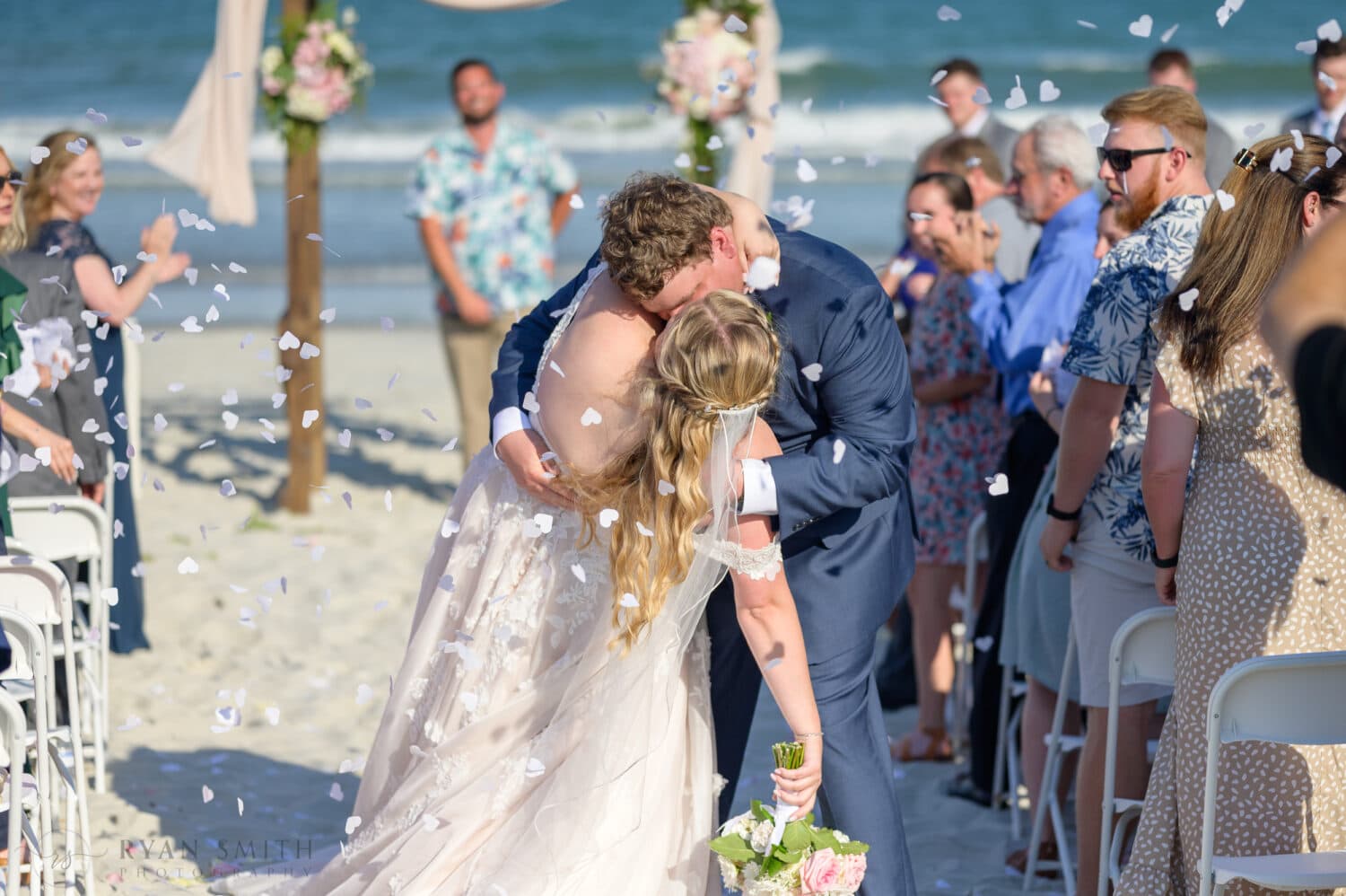 Kiss after the ceremony - Pawleys Island Beach House