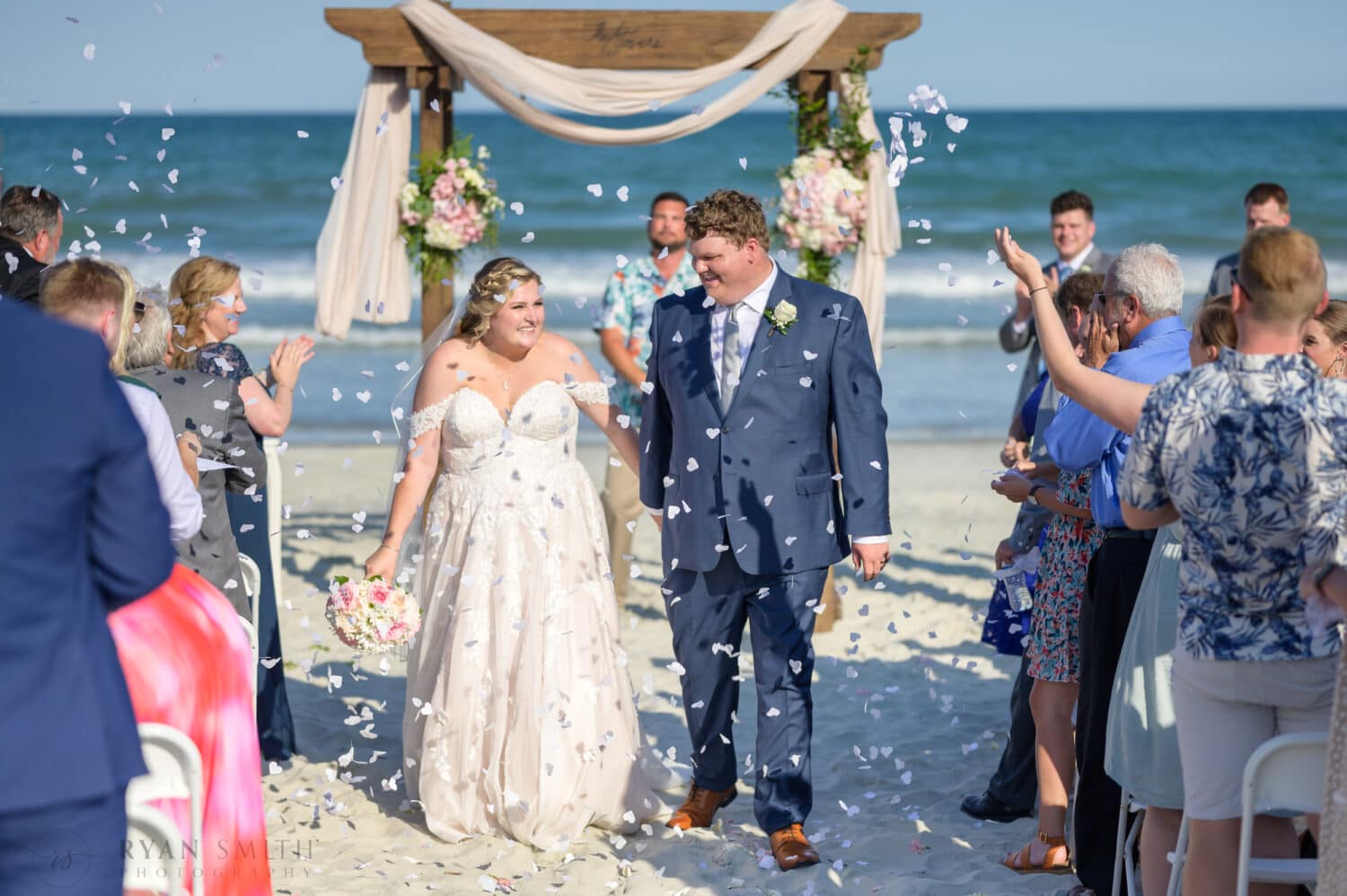 Throwing petals after the ceremony - Pawleys Island Beach House