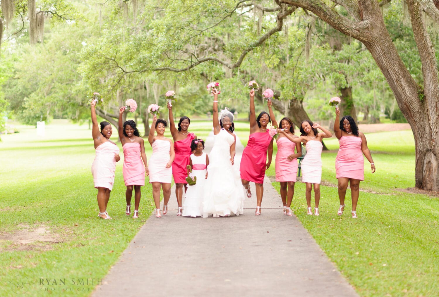 Wedding party pictures after the ceremony - Brookgreen Gardens, Murrells Inlet, SC