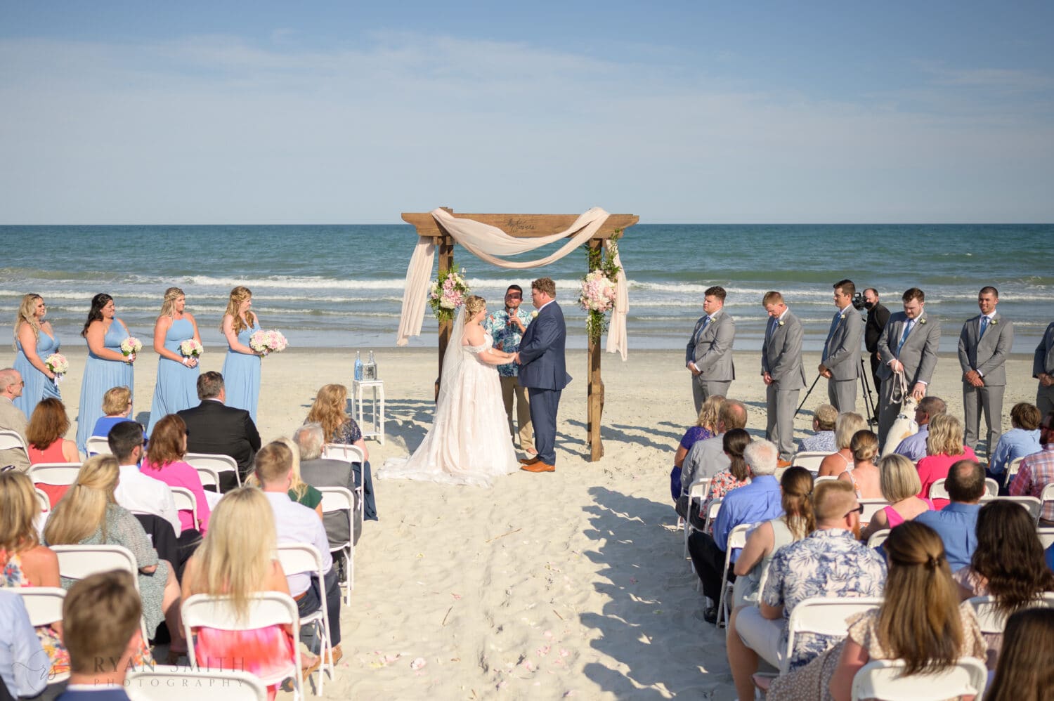 Wide angle view of ceremony on the beach - Pawleys Island Beach House