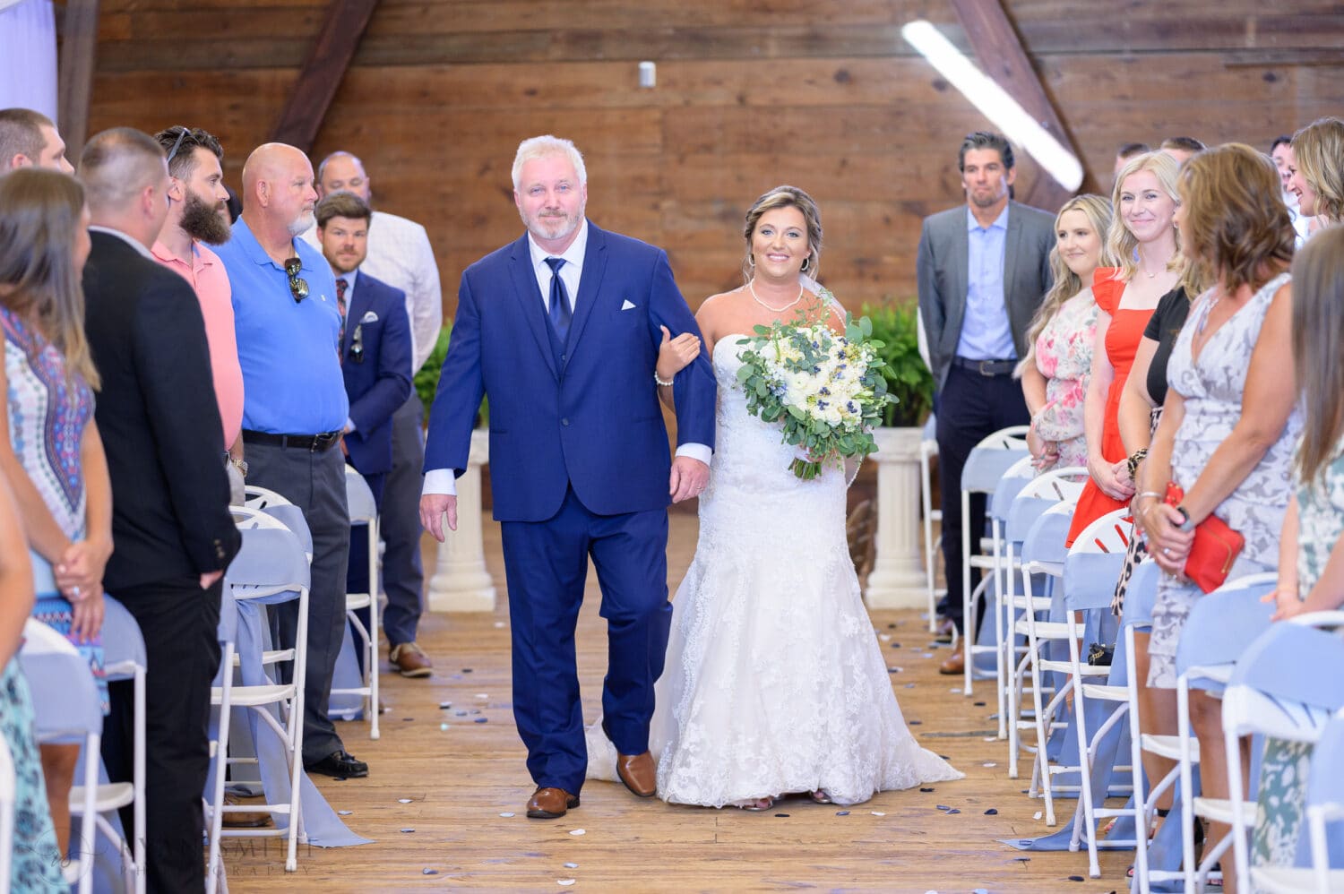 Bride and father walking down the aisle  - The Peanut Warehouse - Conway