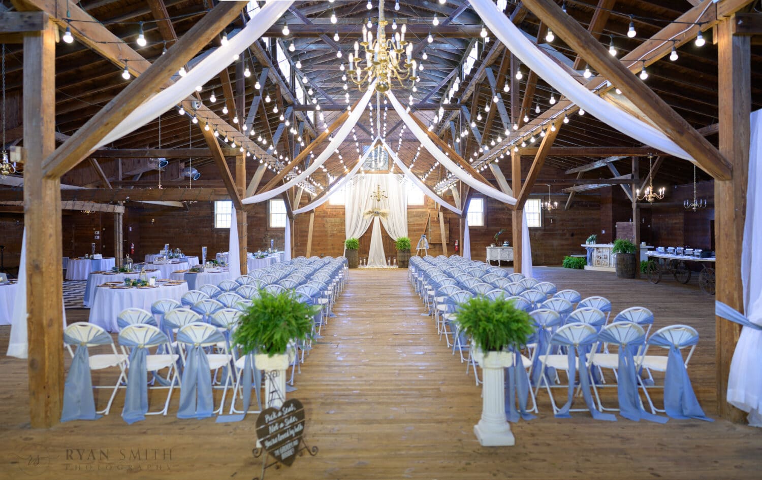 Ceremony location under the lights - The Peanut Warehouse - Conway