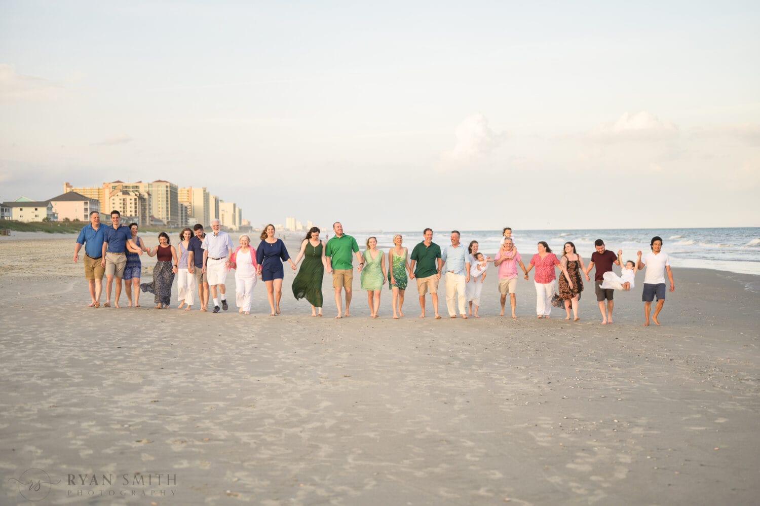Large family group having fun by the ocean - North Myrtle Beach